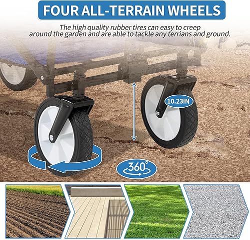 Miniatura 7 de RROCOSIA Carros plegables de alta resistencia con ruedas, mango ajustable, carrito de playa plegable para comestibles al aire libre, pesca,