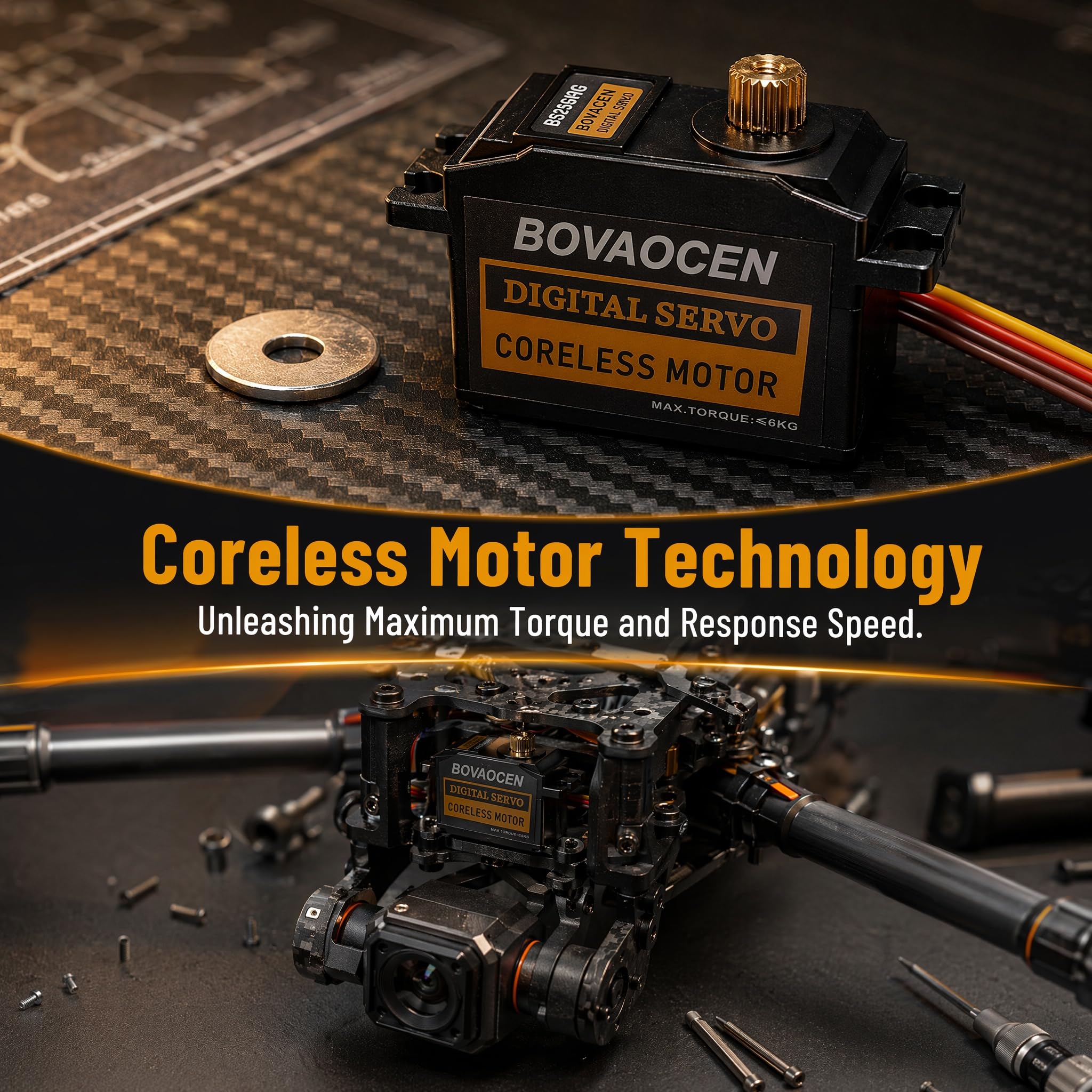 2 piezas BS2506MG 25g RC Modelo Digital Metal Gear Servo de alta velocidad, alto par, motor sin núcleo, rodamiento de bolas dual, conector JR (1 par BS2506MG)