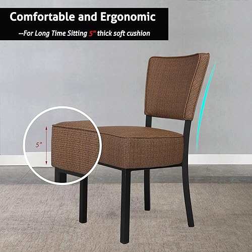 Miniatura 4 de LUCKYERMORE Juego de 2 sillas de cocina y comedor, modernas sillas laterales de piel sintética con cojín suave para sala de estar, dormitorio,