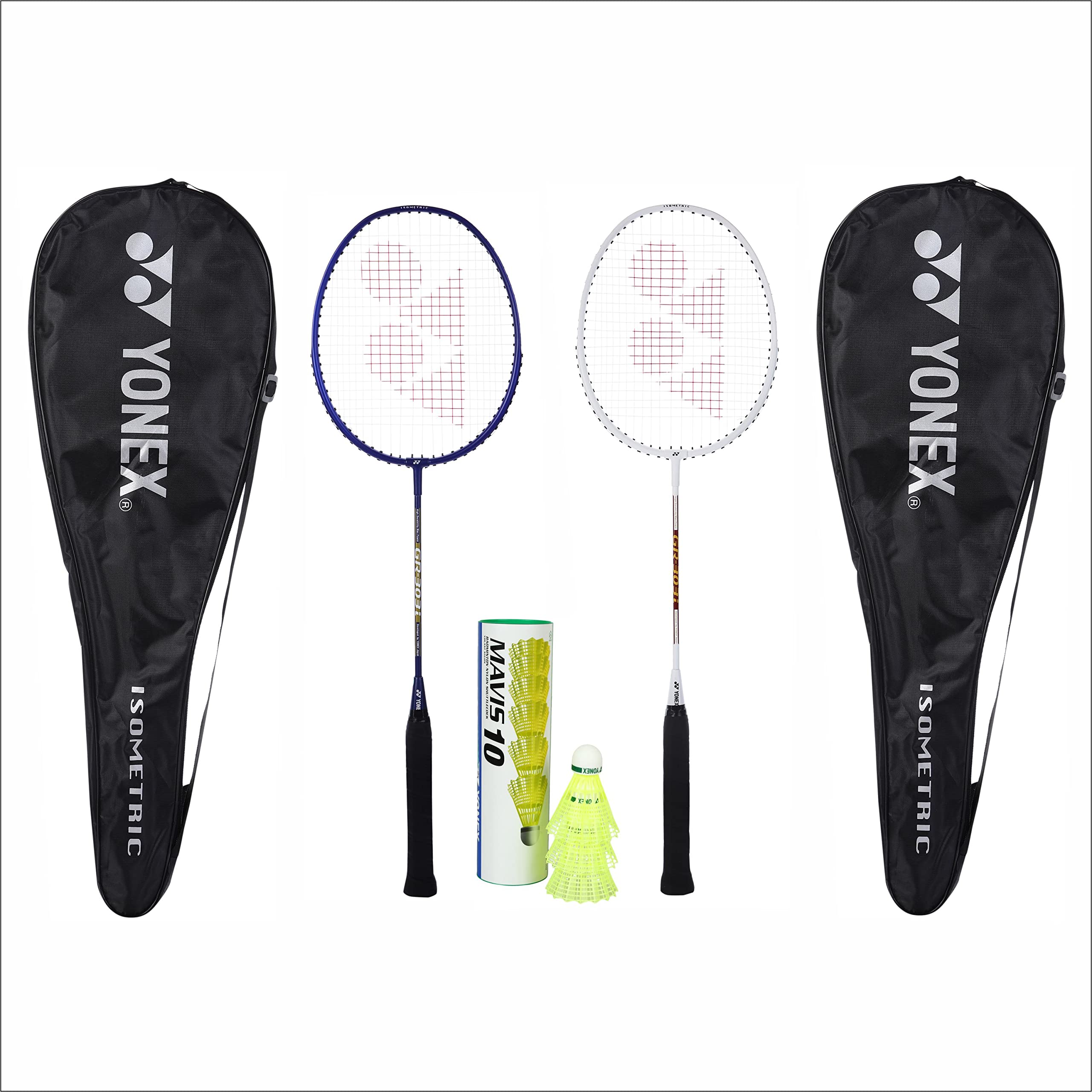 Yonex Badminton Racquet GR 303I Made in India Pack of 2 with Full Cover (Deep Blue/White) & Mavis 10 (Pack of 6) Shuttle Cock Combo (B0BG8LRSRW) Amazon Price History, Amazon Price Tracker