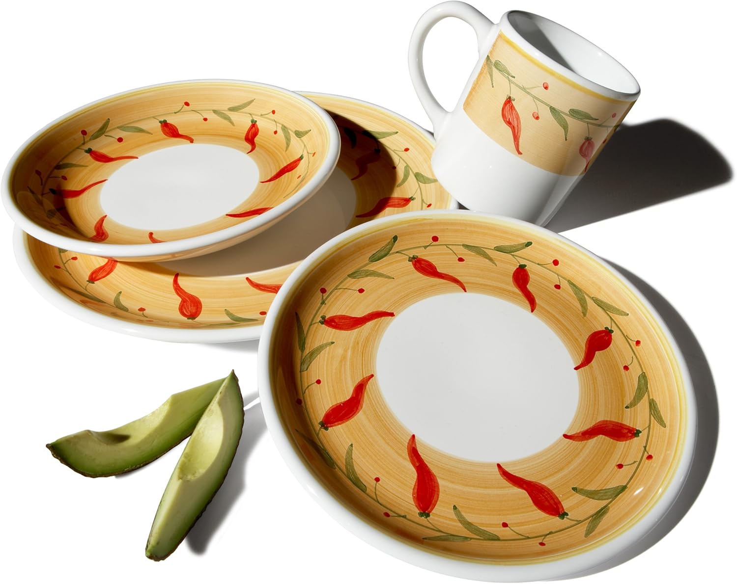 Caleca Chili Peppers 16Piece Dinnerware Set, Service for 4 Amazon.ca