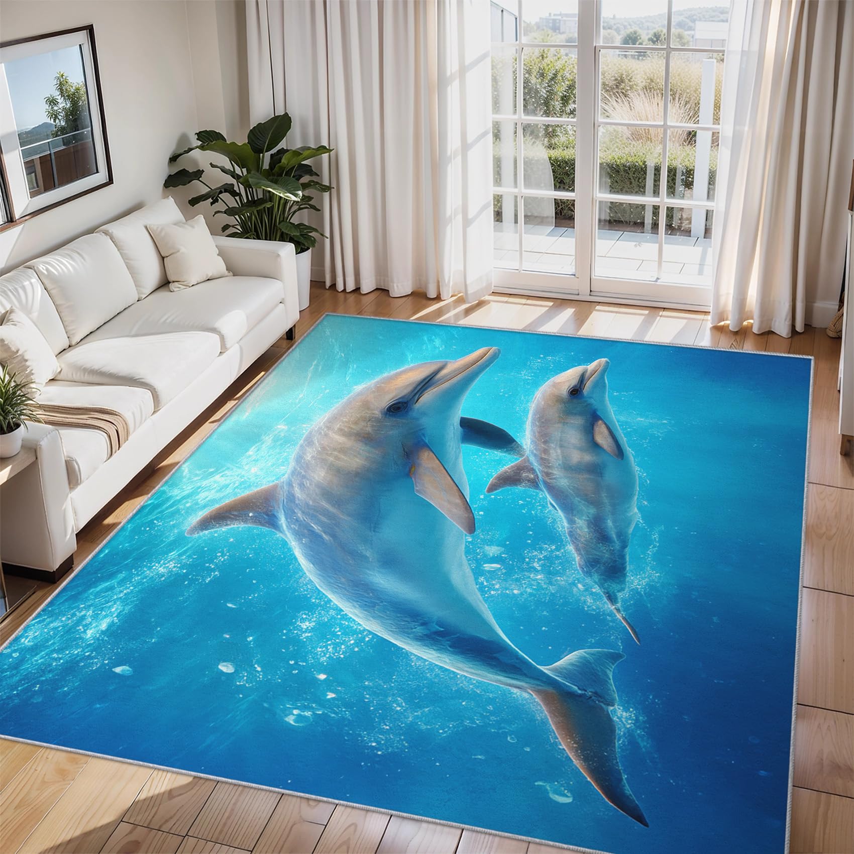 Tapis de salon dauphin pour créer un coin lecture marin dans votre chambre