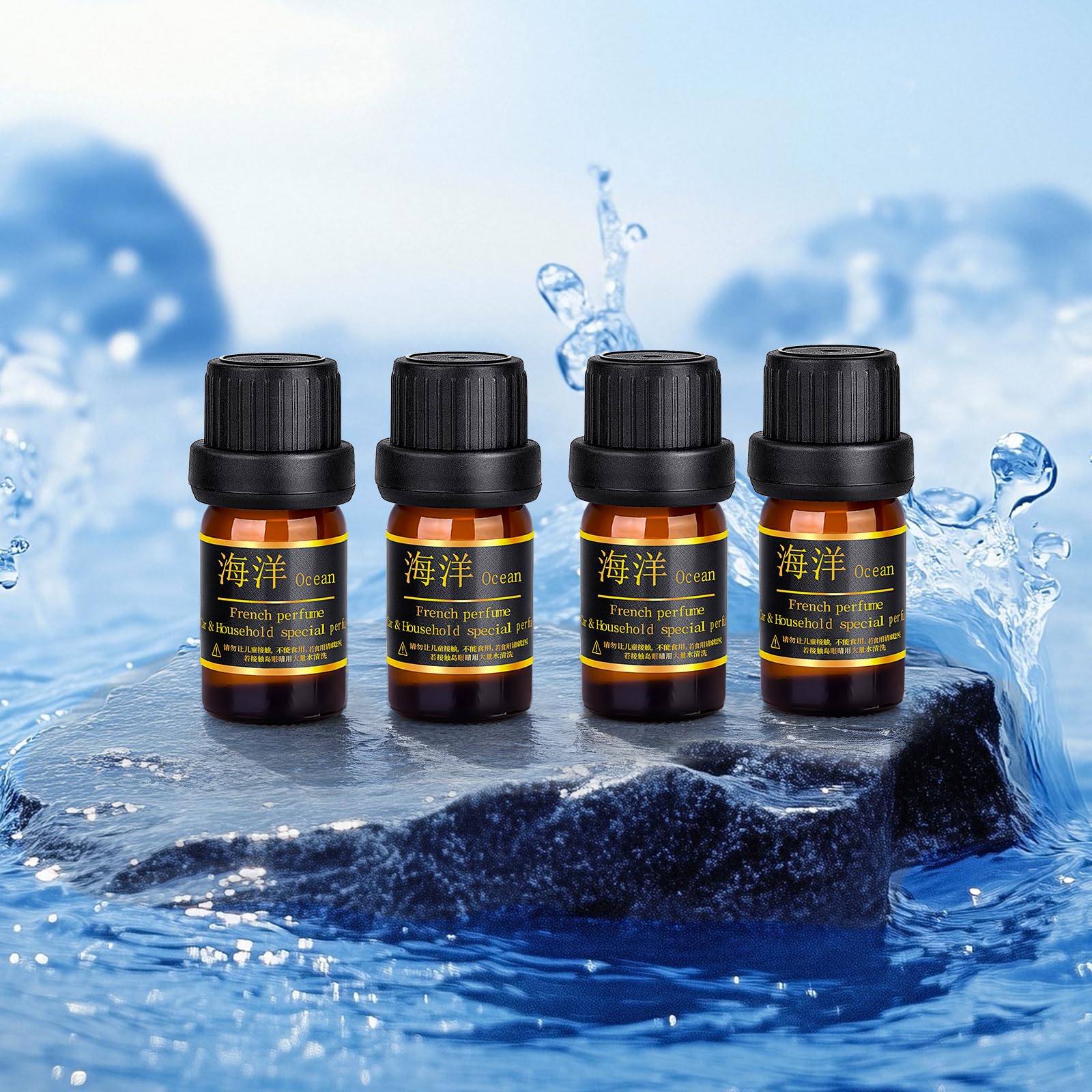 Kwak's Car Air Fresheners, Hotel Scent Essential Oils Set Made of Natural Plant Extracts for Diffuser&Aromatherapy&Humidifiers(Ocean*4 Bottles)