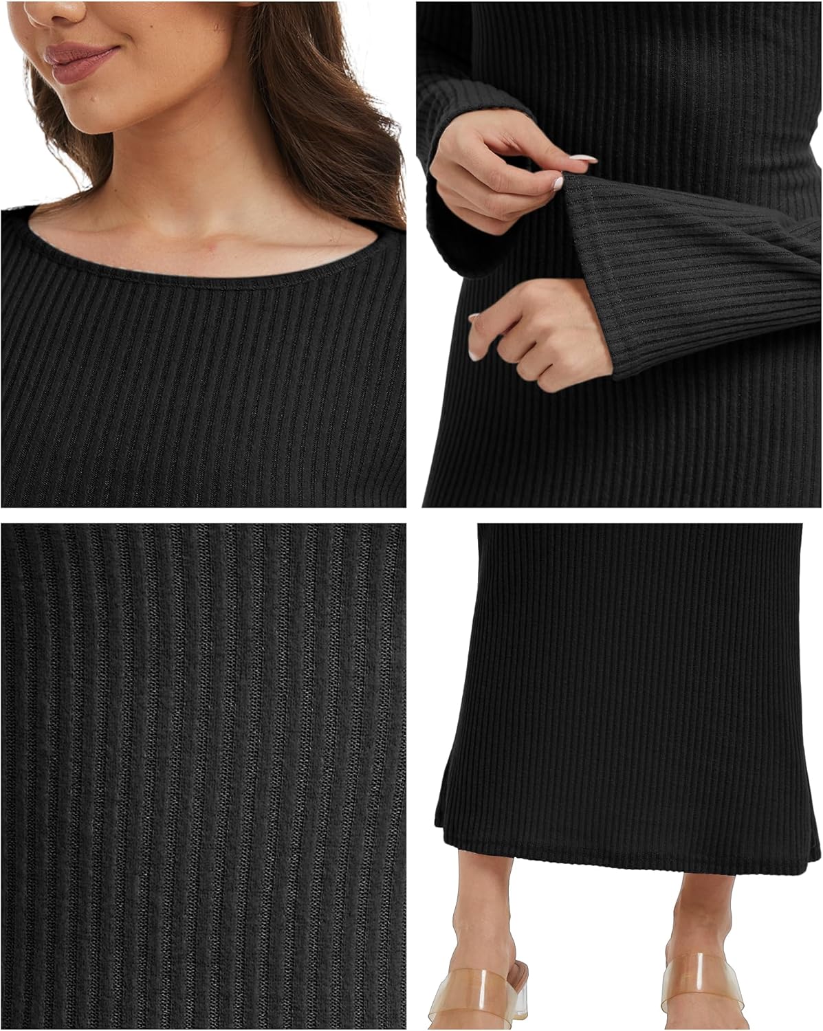 Women Maxi Sweater Dresses Bodycon Long Ribbed Knit Dress Crew Neck Long Sleeves Slim 2025 Trendy Winter Outfit - Image 7