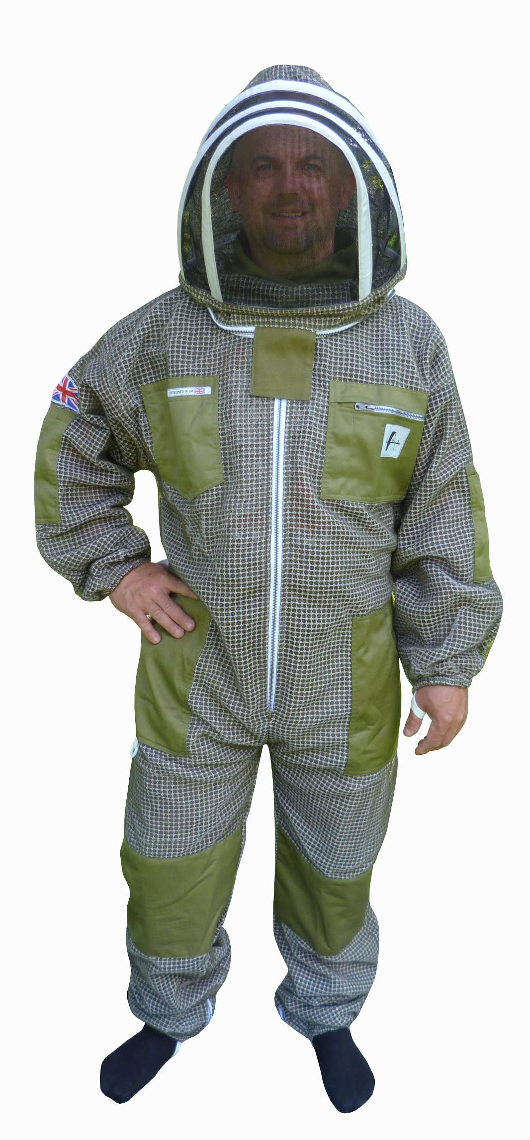 AGS Dreilagiger ultra-belüfteter grüner Imkeranzug, professioneller Bienenanzug, Imkeranzug, Imkeranzug, 4XL