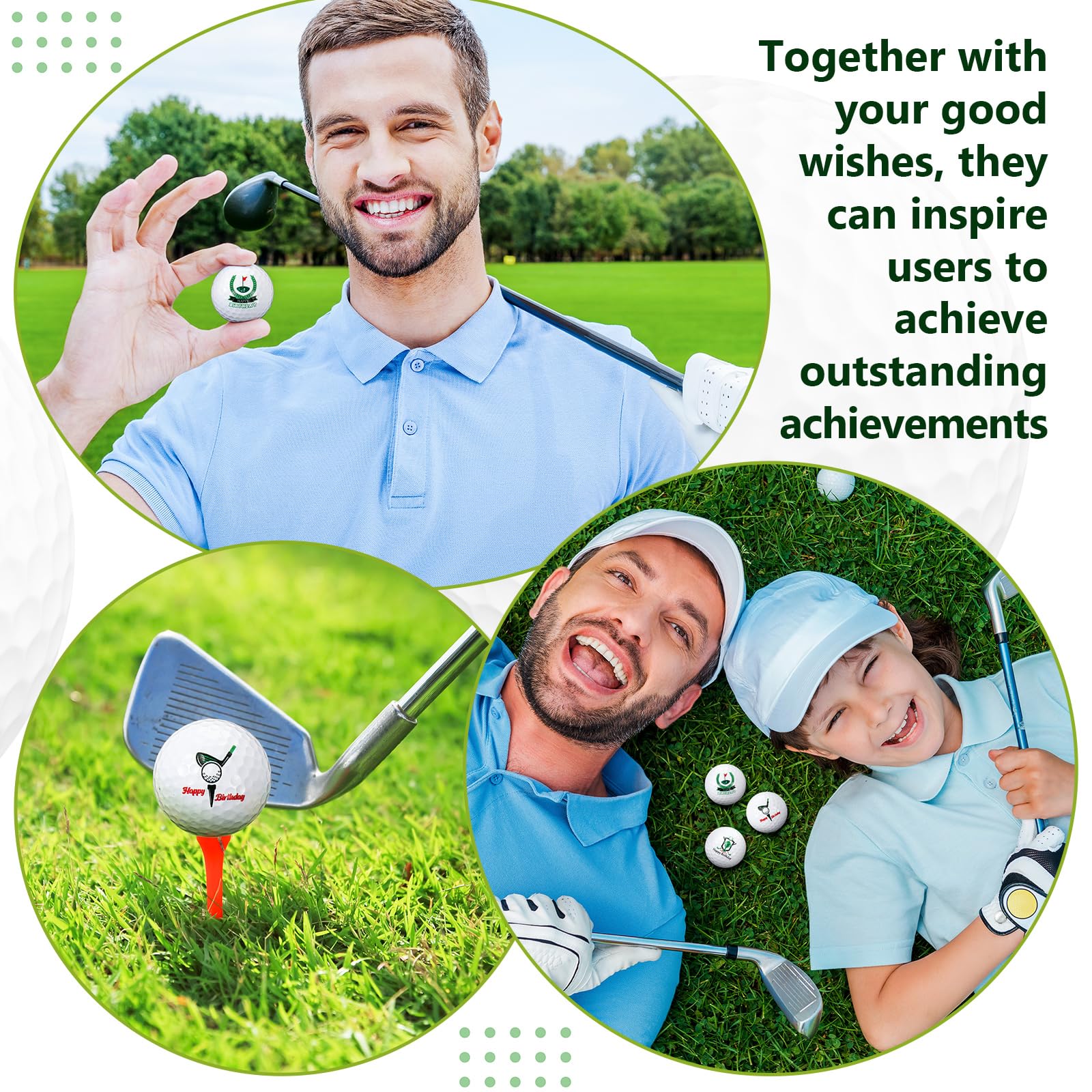 Threan 3 Piezas Juego de Regalo Pelota de Golf para Hombres Papás Tamaño Estándar