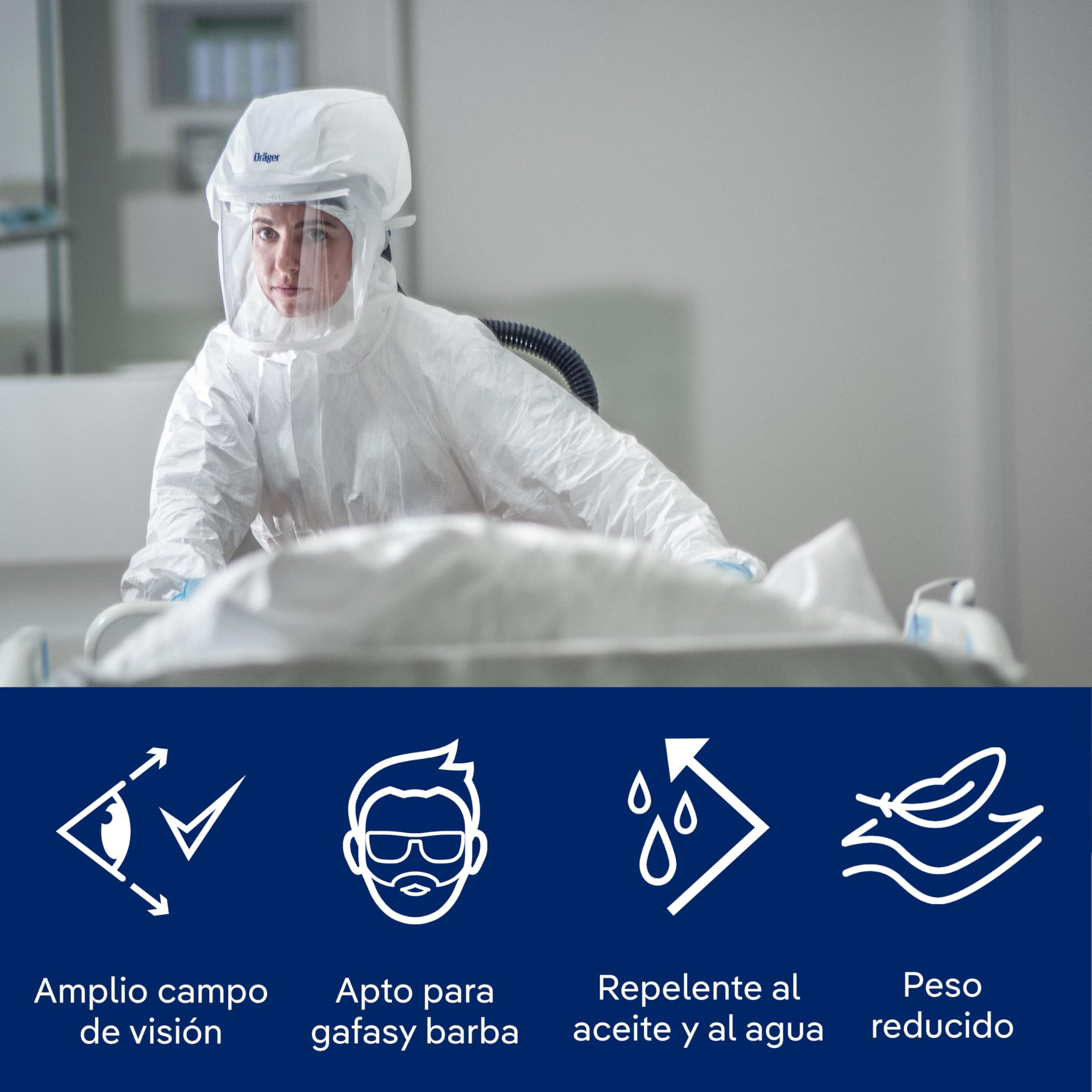Dräger X-plore 8000 capó estándar corto, capó intercambiable de nivel de protección TH3