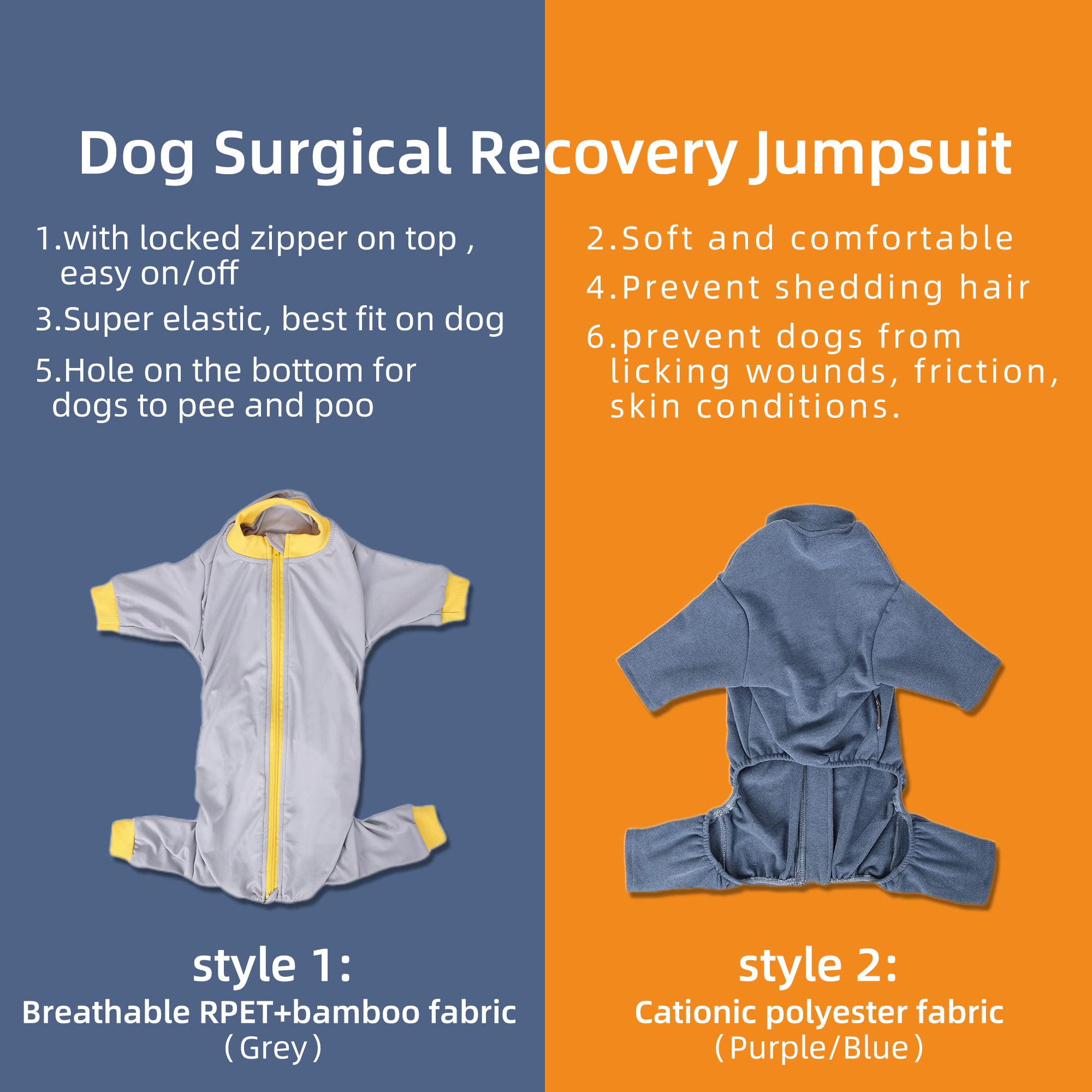 FUNAT Recovery Suit for Dogs Recovery Suit for Dogs After Surgery Winter Suit for Dogs, Blue, XXXL - Image 2