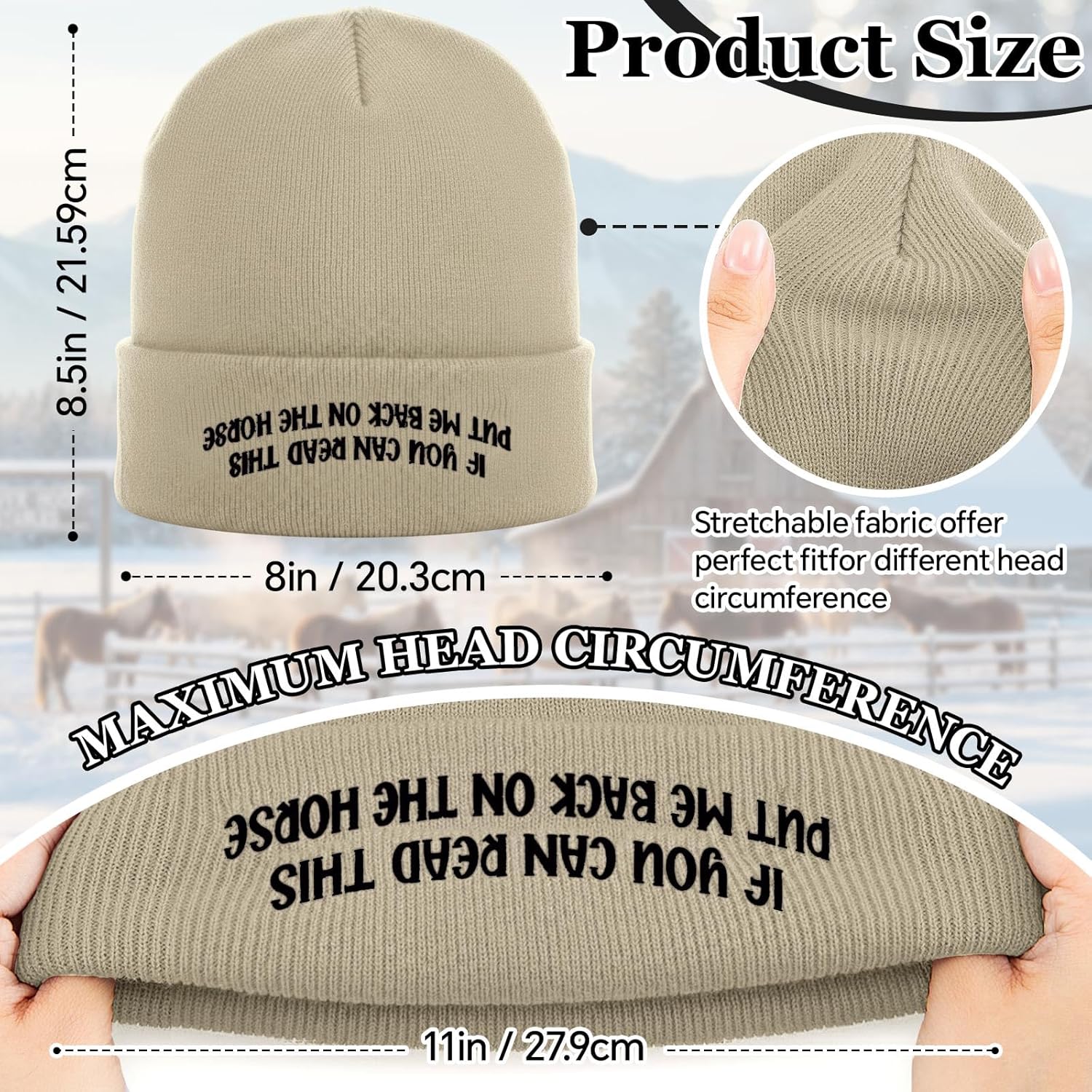 Horse Gifts for Womens Winter Knitted Hat, If You Can Read This Put Me Back on The Horse, Gift for Christmas - Image 5