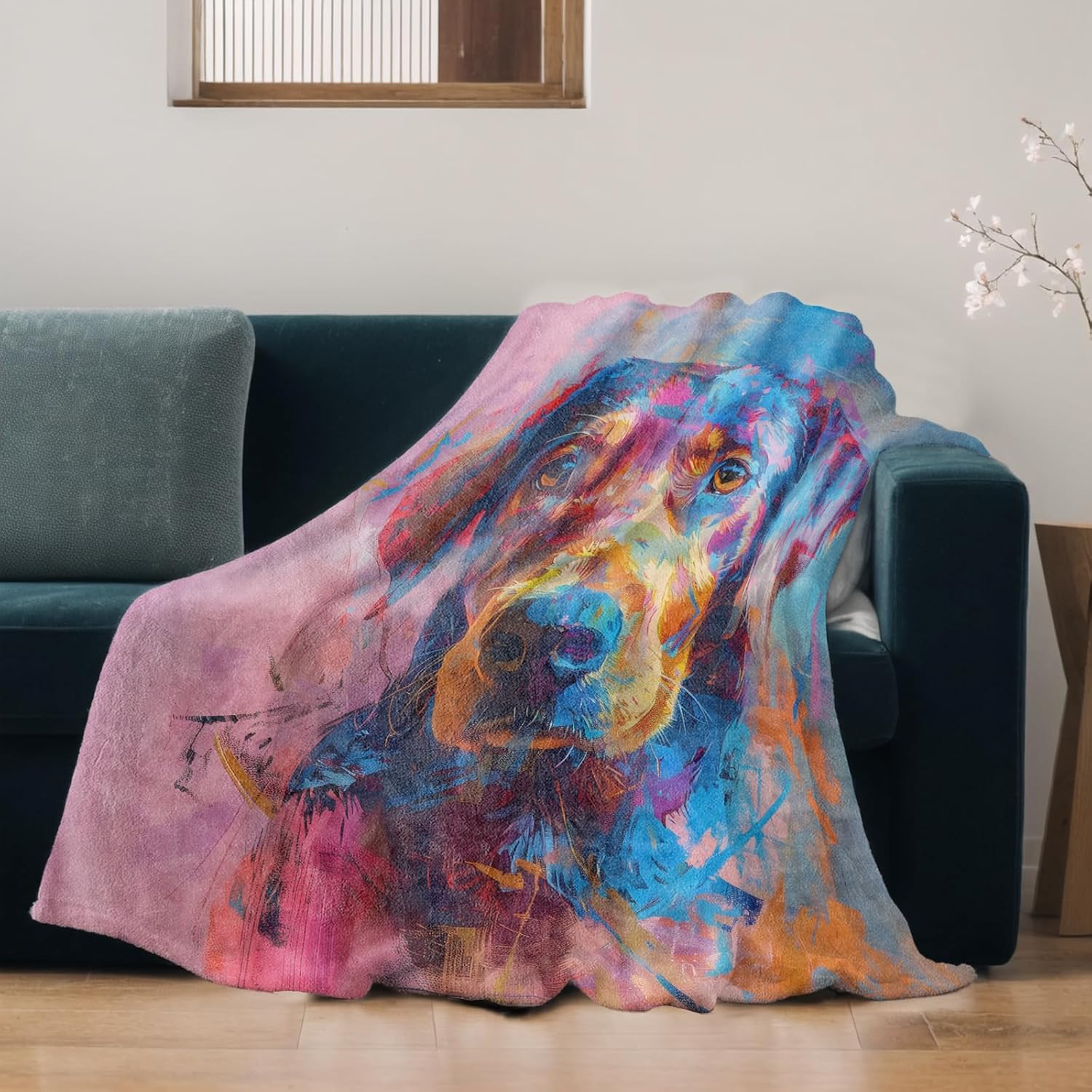 Colorful Labrador Dog Blanket Lightweight Blankets Gifts for Pet Lover Flannel Throw with Abstract Puppy Art Printed for Sofa, Bed, Travel, Picnic, Camping, Office, Decor Throws 60x50 Inch - Image 3