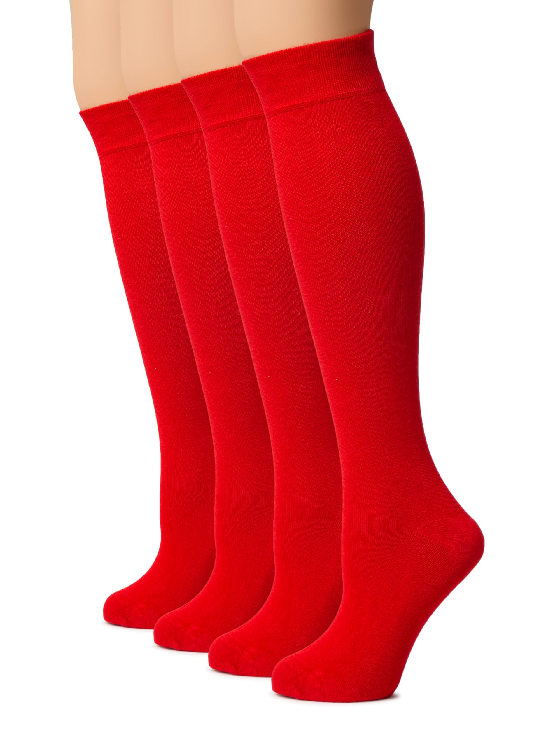Hugh Ugoli Women Cotton Knee High Socks, Long Dress School Uniform Socks Soft, Lightweight, Size 5-8 &amp; 8-11, 3 &amp; 4 Pairs