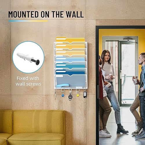 Miniatura 6 de SUPEASY 7-Tier Mesh Wall File Holder, Hanging Wall File Organizer, Office Organization for Papers, Mails, Folders, Files Clipboard Magazine Rack