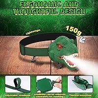 Vista 8 de Linterna de Cabeza de Dinosaurio para Niños, Faro LED con Modo de Rugido y Silencioso, Juguetes de Dinosaurio T-Rex para Niños de 3-5, 4-6, 5-7