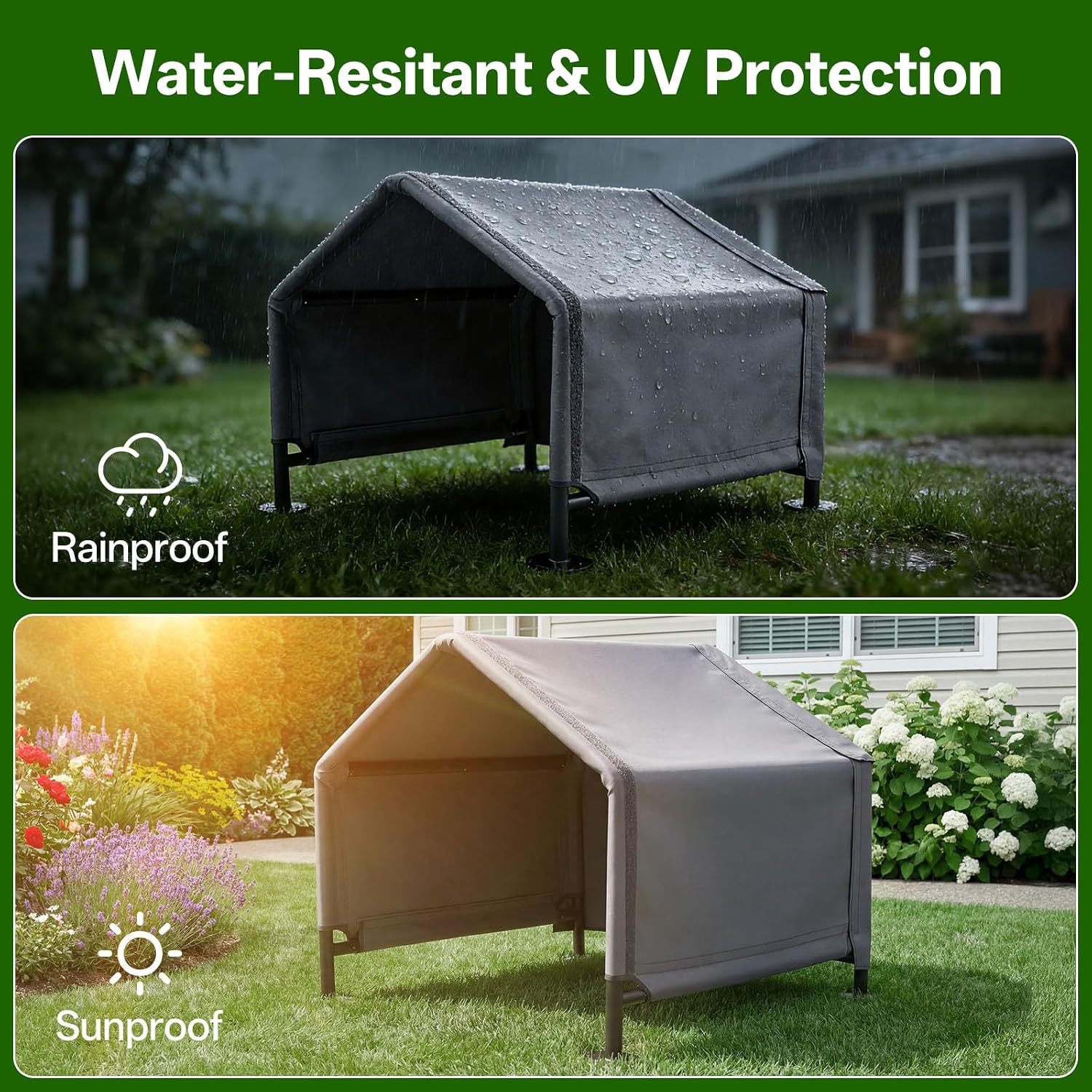 MEWANG Outdoor Dog House - Waterproof Portable Puppy Camping Tent,Ventilation Windows & Sun Protection, Lightweight Snap-fit Design for Small/Medium/Large Dogs, Beach, Backyard, Hiking (Grey, Small)