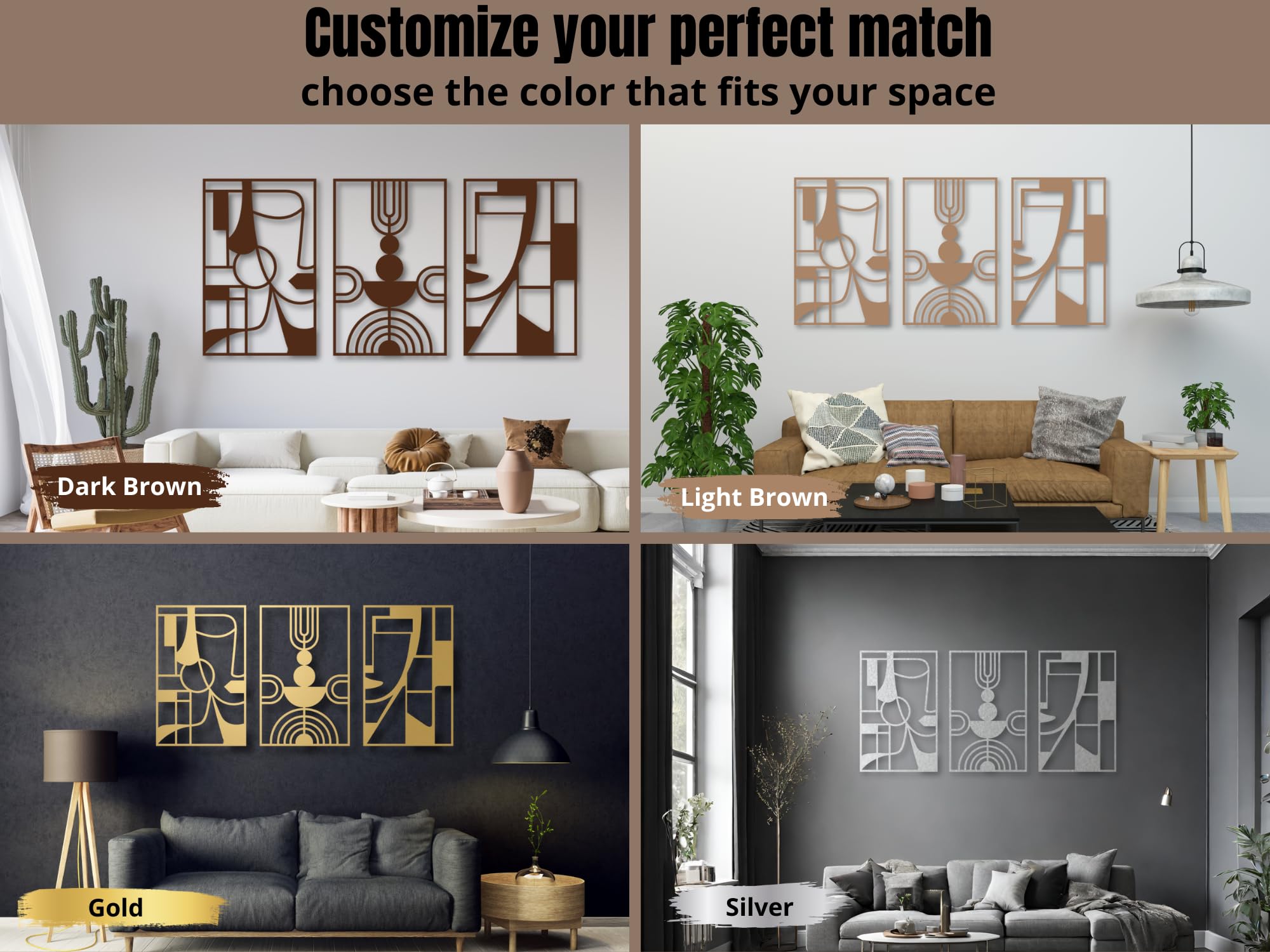 VAILLA - Juego de 4 flores decorativas de pared de madera, diseño floral, decoración 3D para dormitorio, sala de estar y cocina, Pablo Picasso