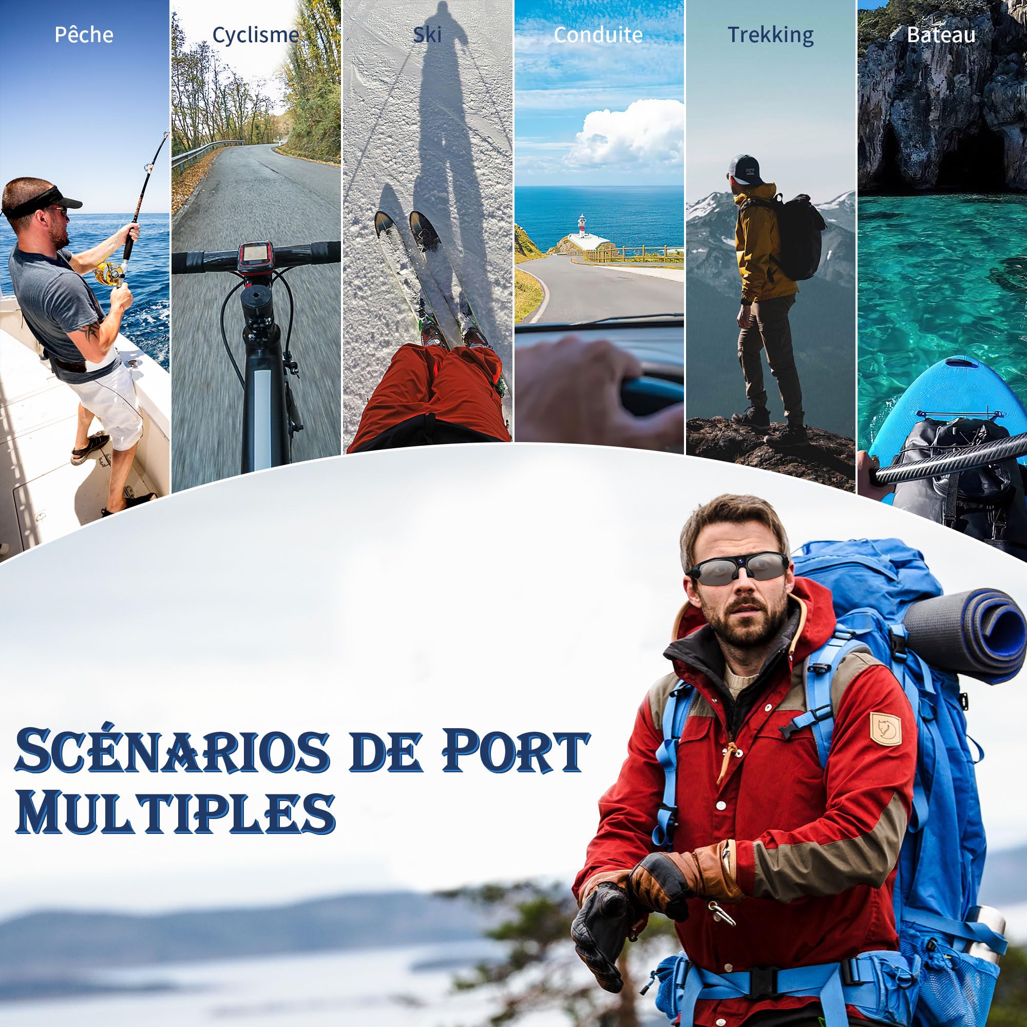 UYIKOO Camera Espion WiFi, Mini Lunettes de Soleil Caméra Cachee 1080P HD, Video Caméra Sport sans Fil Visualisation et Enregistrement de Vidéos par APP avec Protection UV