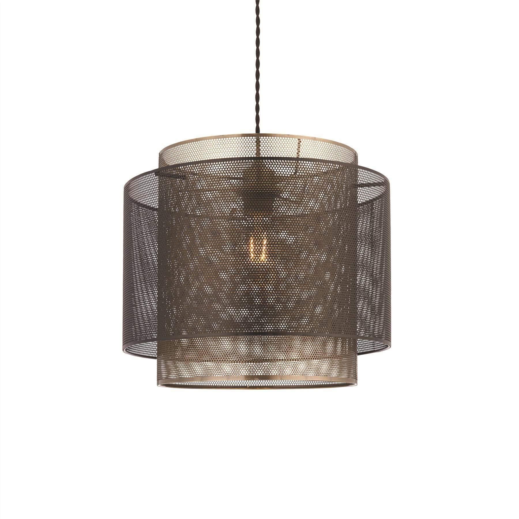 Endon Bronze 72829 Plexus Non Electric Shade In Matt Black And Antique Brass Plate - Diameter: 250Mm