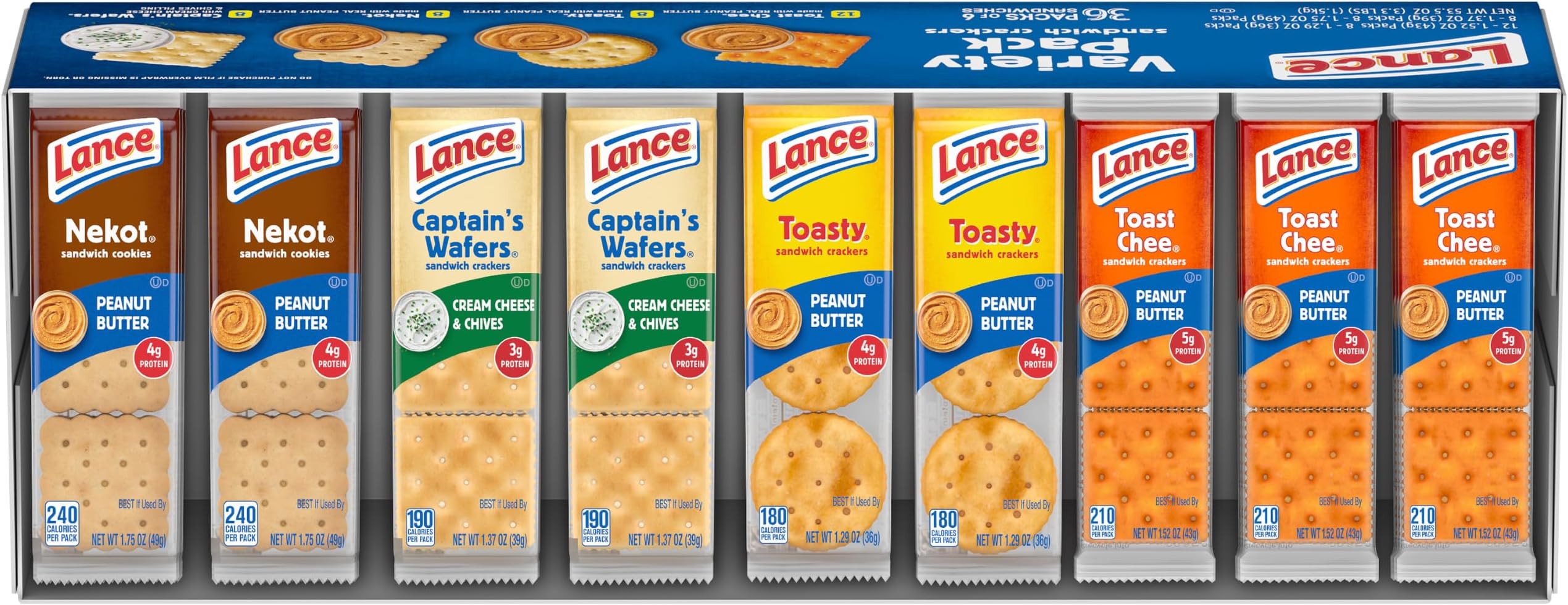 Lance Assorted Sandwich Crackers, 36 Count Variety Pack