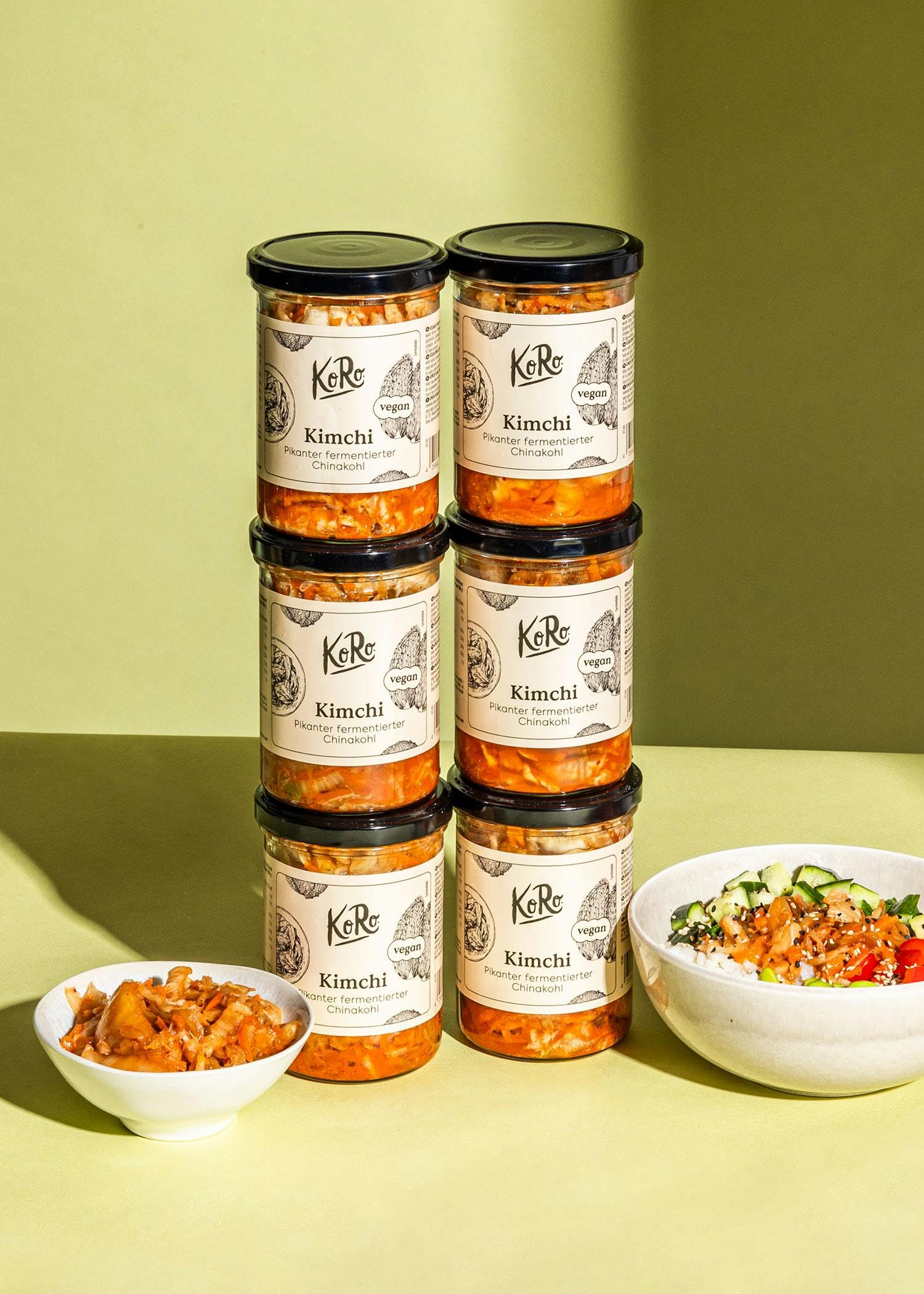 KoRo - Kimchi - RIcetta tradizionale coreana a base di cavolo fermentato - Con peperoncino, aglio e zenzero - Vegan