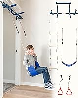 Vista 1 de Set de gimnasio en puerta interior Gym1 - columpio sensorial y anillos de agarre - Barra de tracción ajustable para marco de puerta para niños