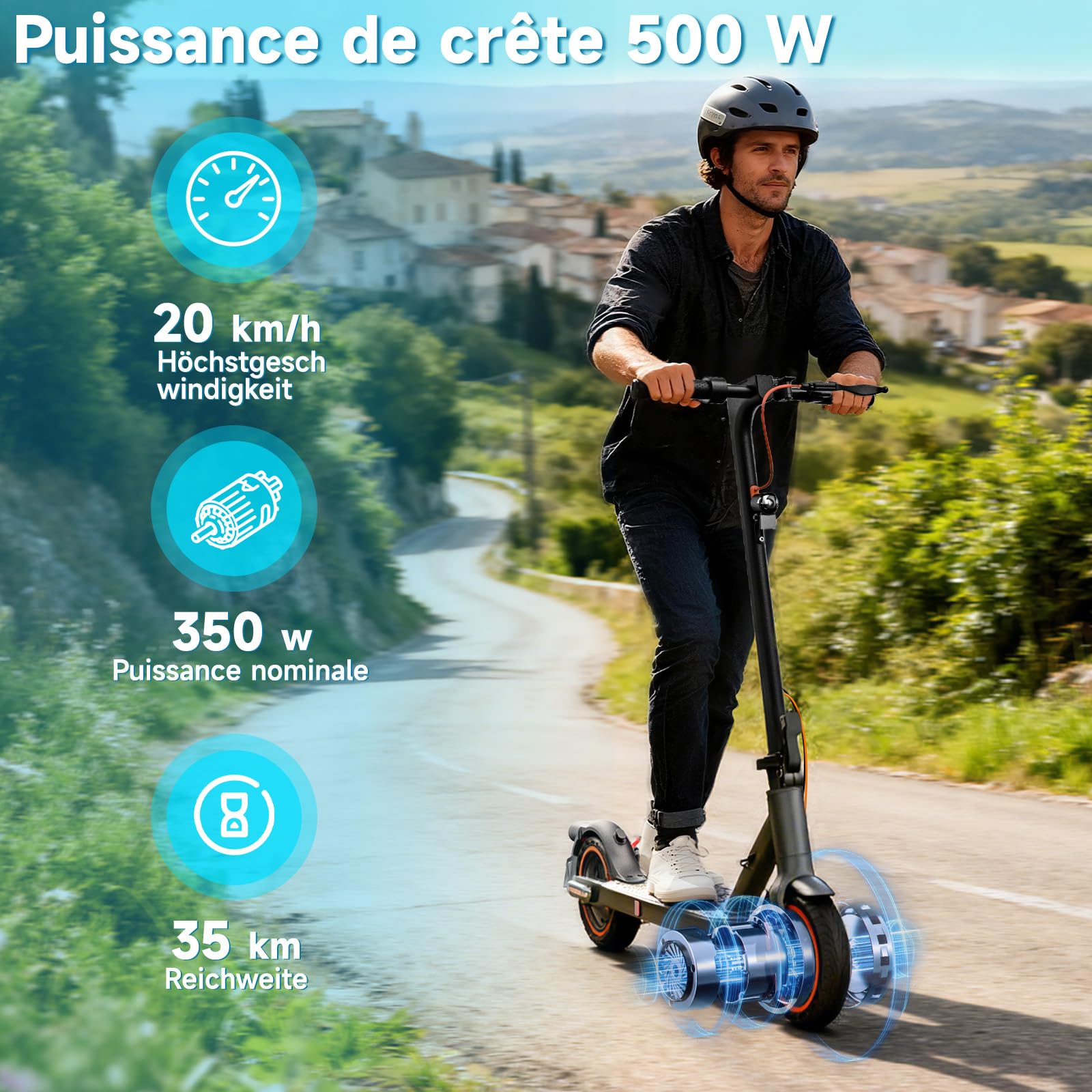 E-Scooter mit ABE Straßenzulassung, 350W Elektroroller, App, 35 km | Faltbarer E-Roller bis 20 km/h, 35 km Reichweite, Smart App Steuerung, 8,5" Wabenreifen, E-ABS & Scheibenbremse (S3ABE/S6ABE)