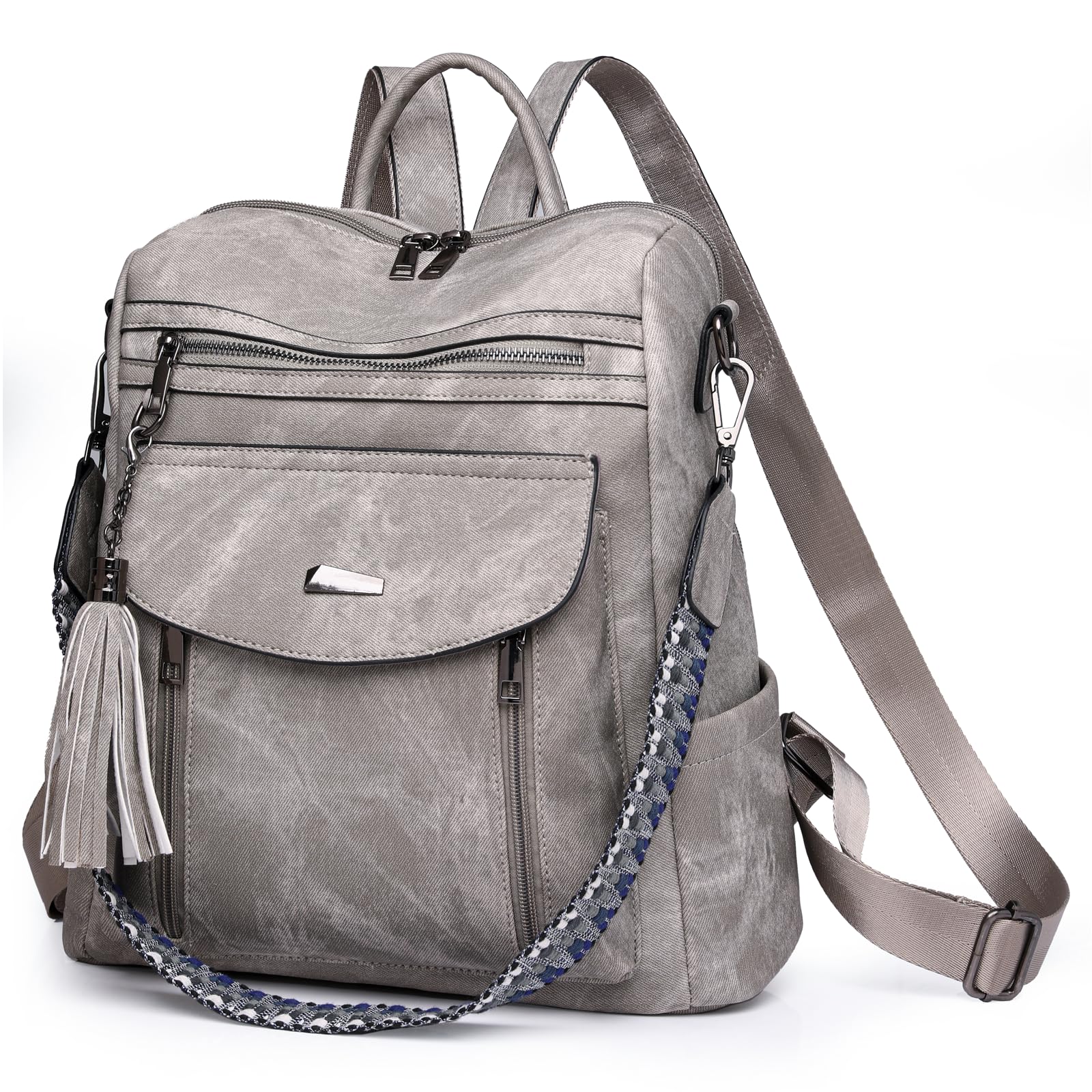 Rcrirth PU Leather Small Backpack for Women | Fashion Tassel Ladies Small Diaper Bag - Mini Backpack Purse Suitable for Travel, College, Customs