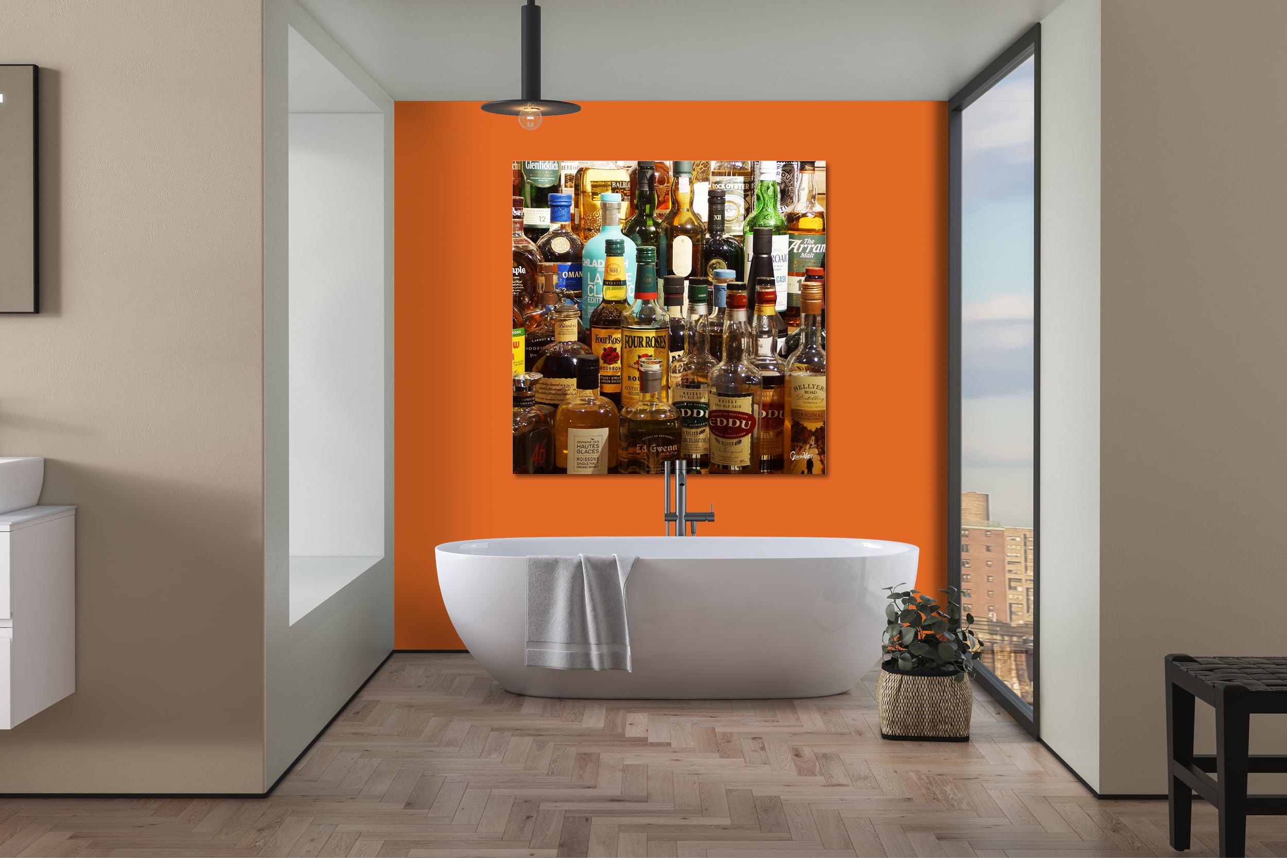 Glücksvilla - Drinks 2 - (Leinwand-Bild 5 cm, 50 x 50 cm) | div. Maße - aus DE - Kunstdruck XXL Deko Wandbild Quadrat - Getränke Bar Alkohol Restaurant
