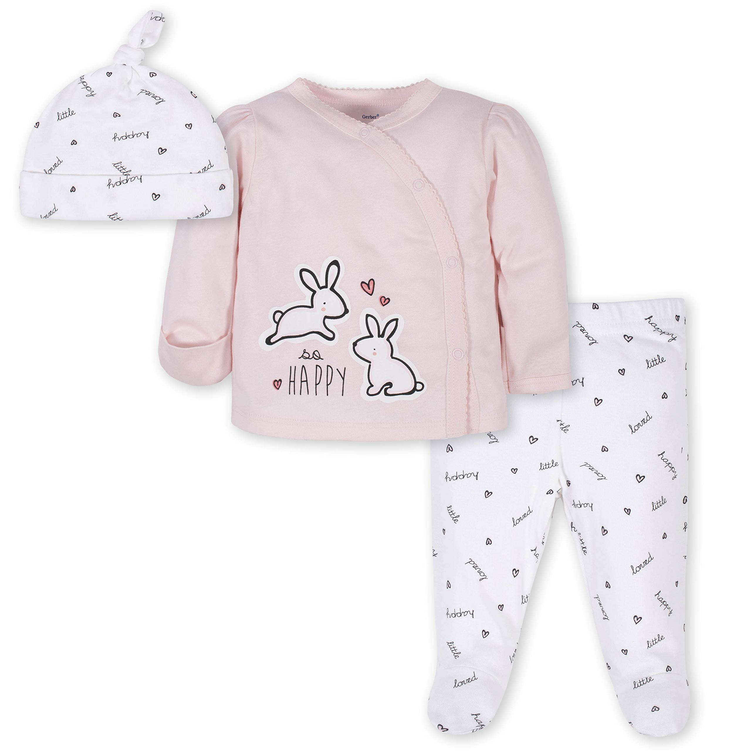 Baby Girls' 3-Piece Bodysuit, Pant and Cap Set