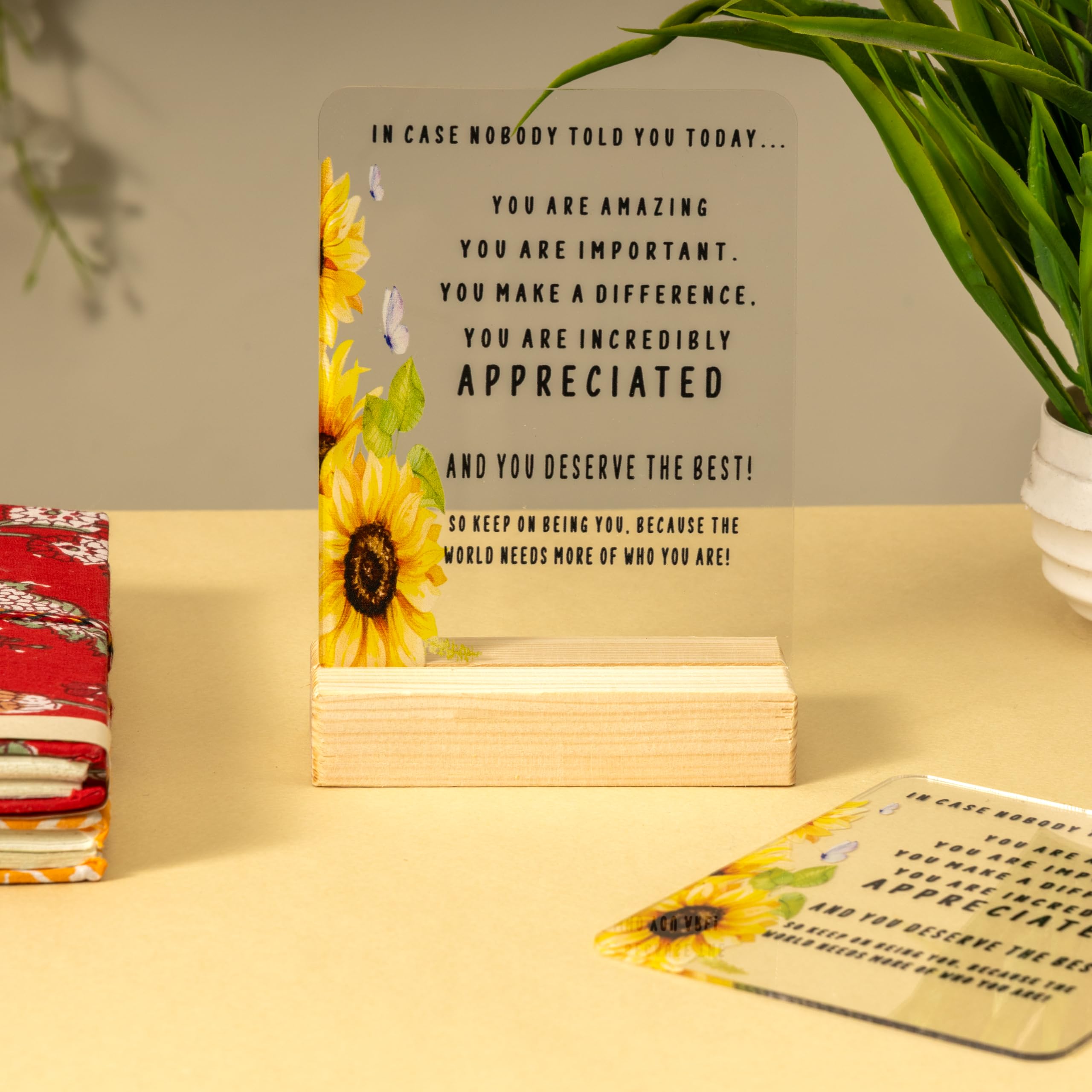 Rarejoy Unique Gift set of Acrylic Desk Plaque with Wooden stand, A Vintage unruled Diary notebook, Gift for Self, Women's Day,Farewell,Birthday