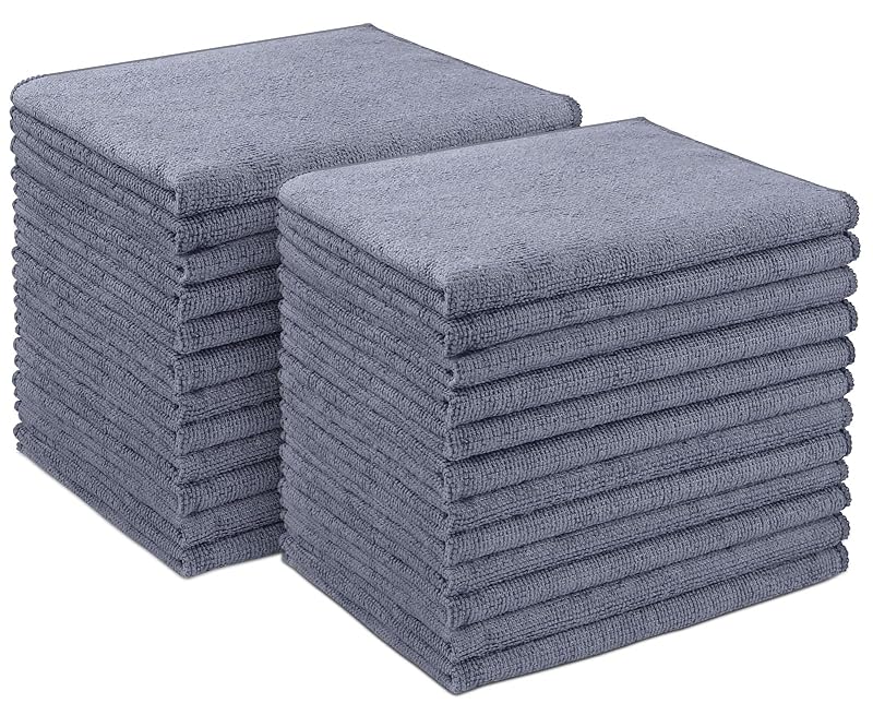 AIDEA Panos de Microfibra para Limpeza Automotiva, 30,5 x 40,6 cm, Cinza, Kit com 24 Unidades