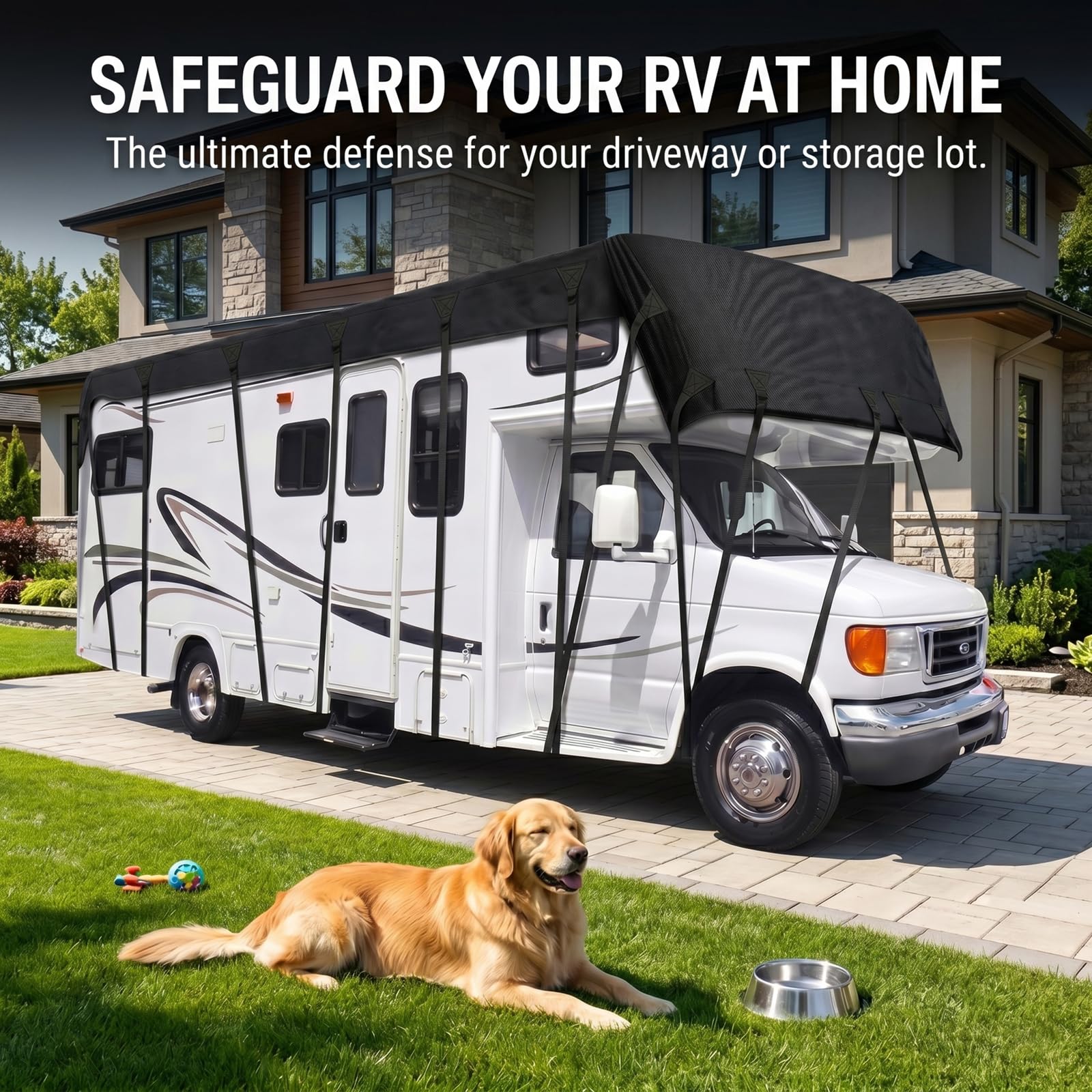 Copertura Superiore per Camper e Caravan, Telo Tetto Impermeabile 420D Oxford Waterproof, Tessuto Traspirante Anti-UV e Antigrandine, Universale,Grigio,16.4'Lx9.8'W(5x3m)