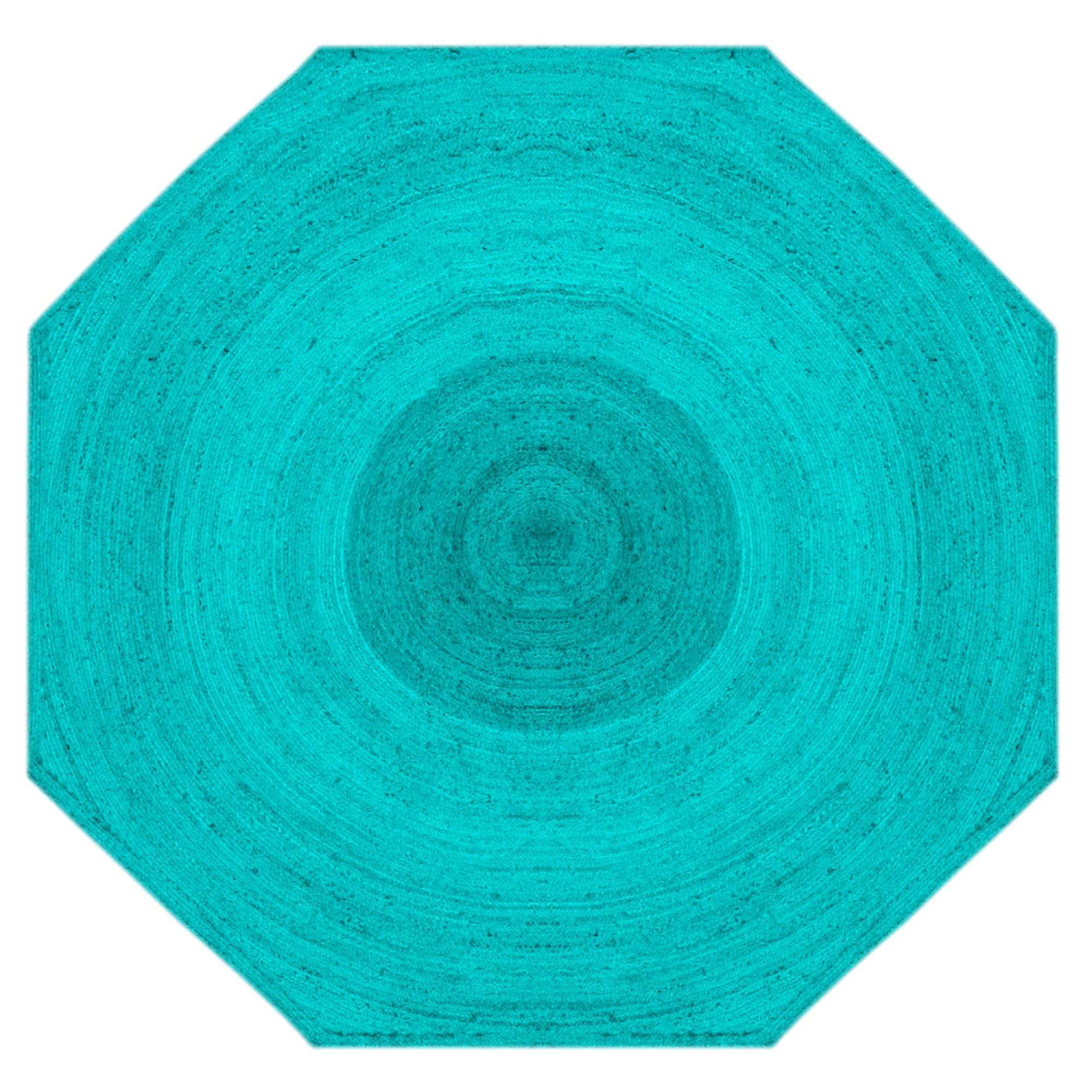 Tapis en jute tressé de prestige turquoise, artisanat plat pour chambre
