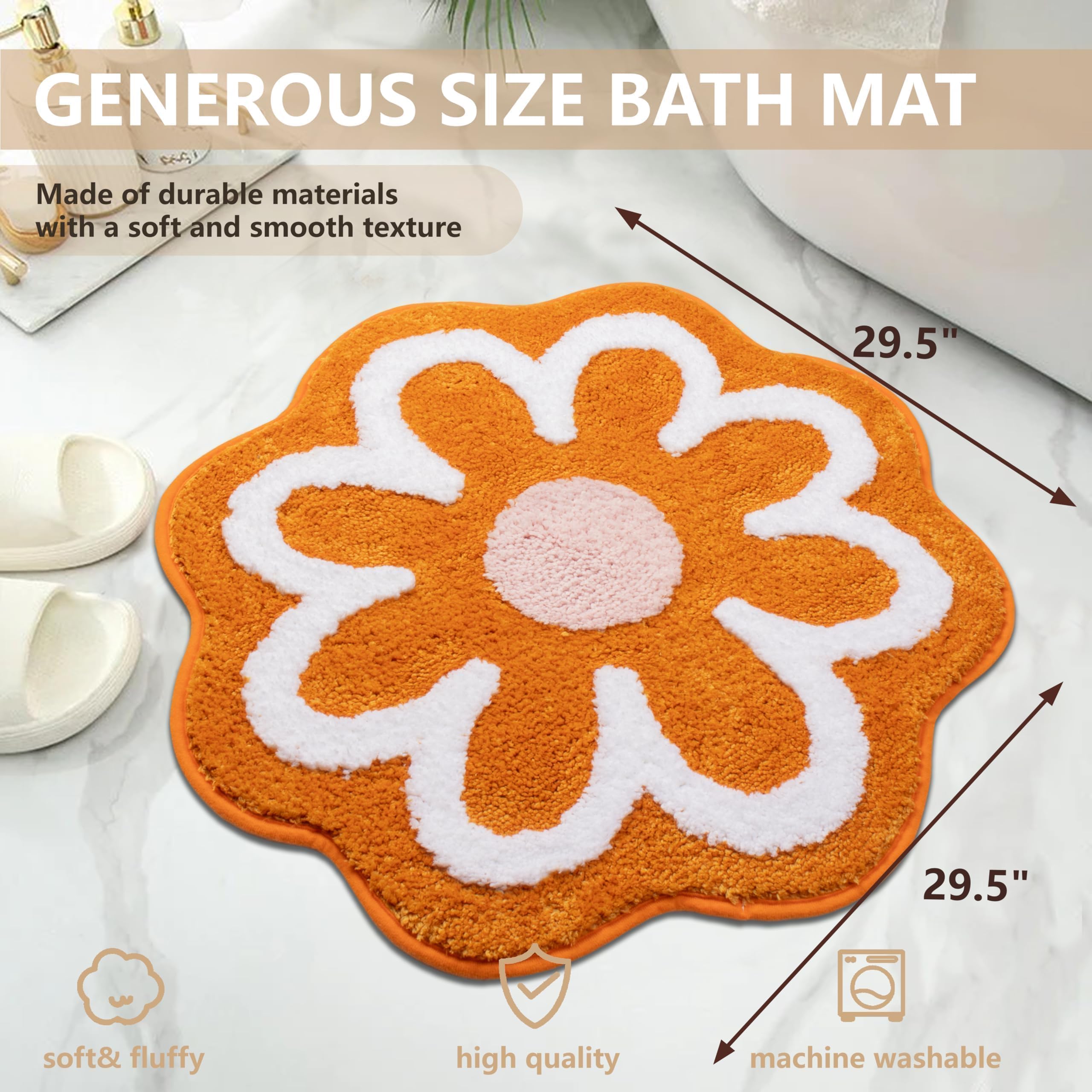 KOEXM Alfombra de baño, suave, absorbente, antideslizante, para baño, lavable, diseño de flores