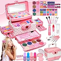 HERAPFANN Kids Makeup Sets for Girls 5-8 - 57pcs Safe Play Makeup Kit, Non-Toxic Toys Ages 3-12, Princess Birthday Gifts