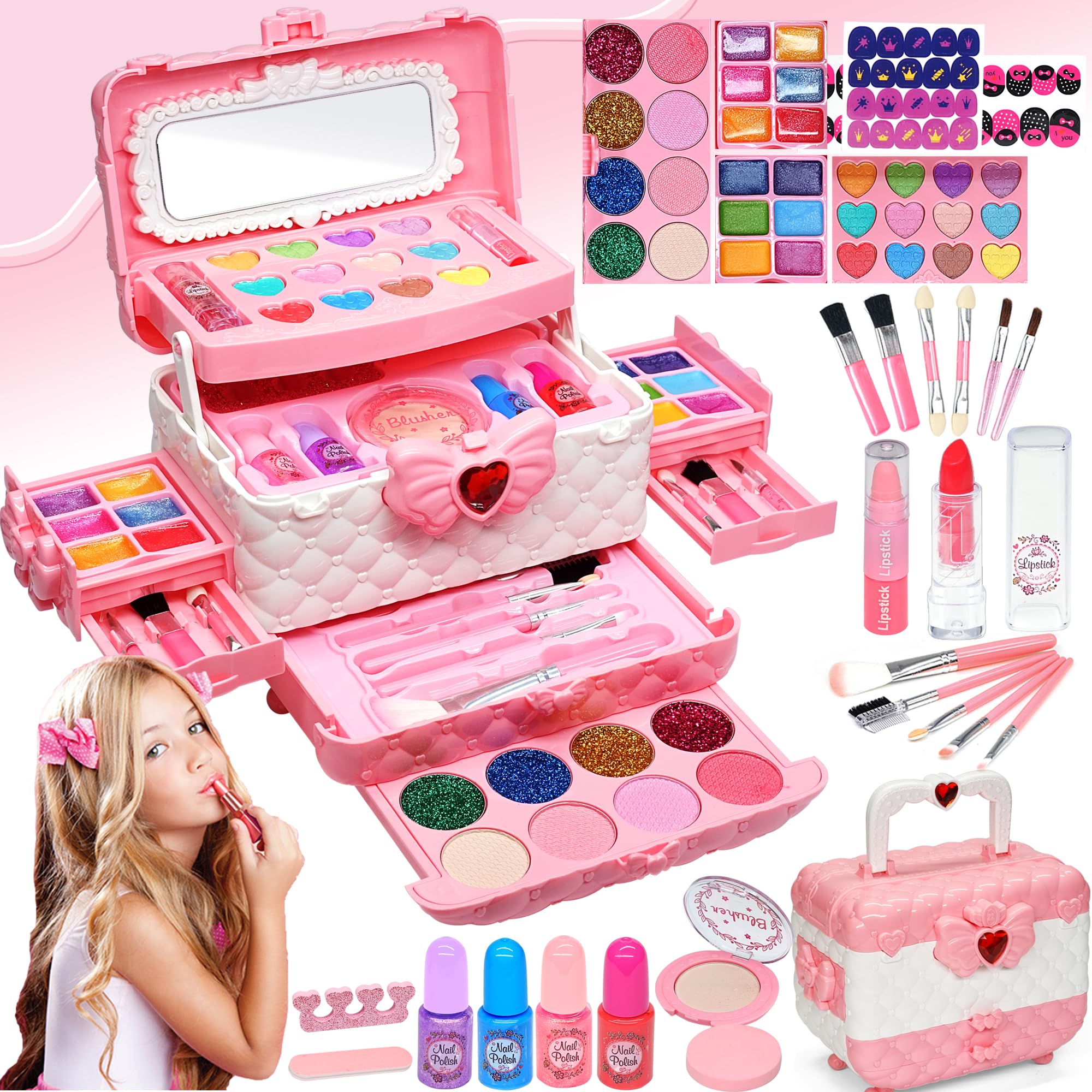 Kids Makeup Sets for Girls - Kids Makeup Sets for Girls 5-8, Maquillaje para Niñas, Play Make Up Kit, Best Toys for Little Girl,Princess Toddler Kid Stuff, Ages3456789 10 Year Old Girl Birthday Gifts