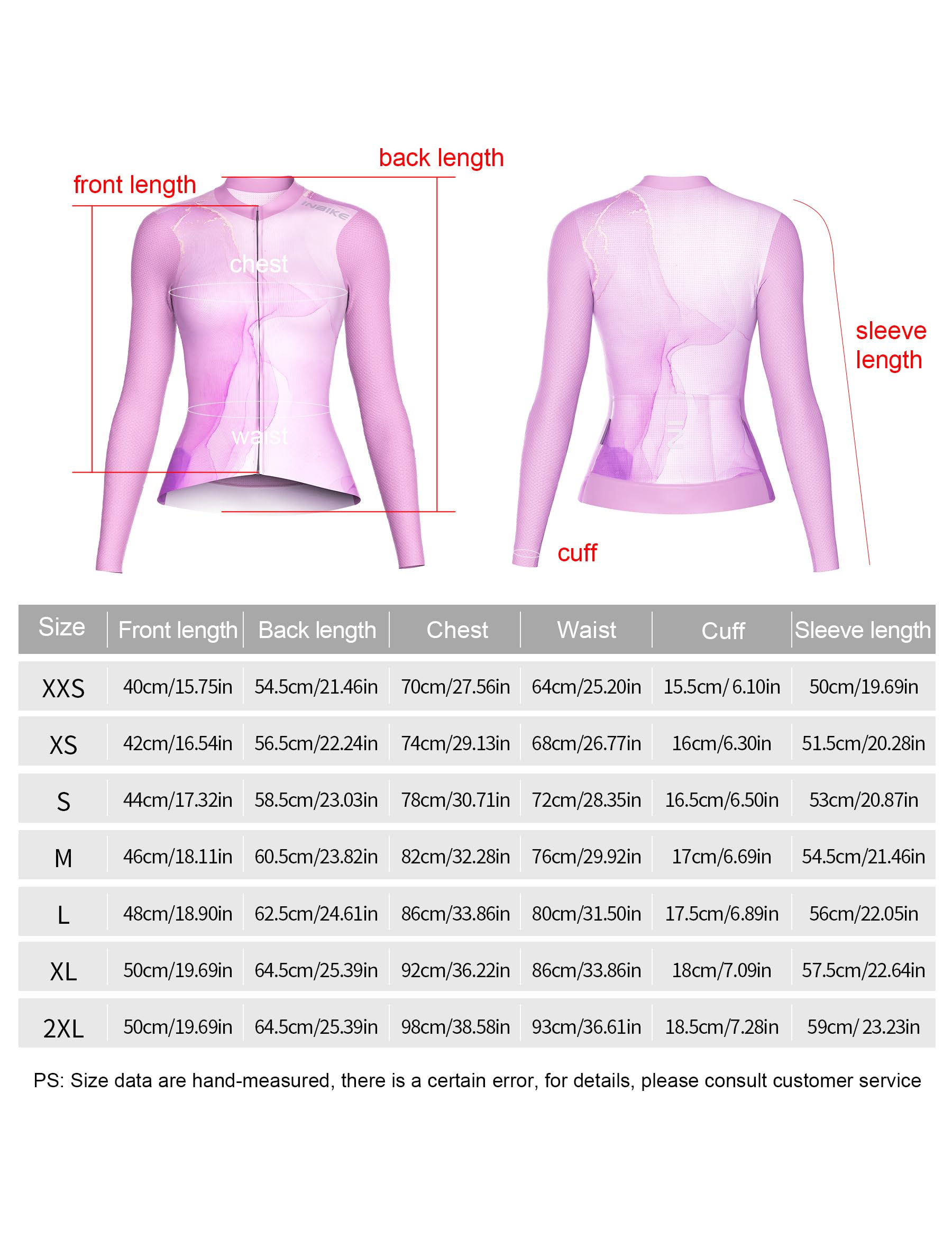 INBIKE Maglia Ciclismo Donna con Manica Lunga Slim Fit Professionale Taglio Aderente Traspirante Asciugatura Rapida
