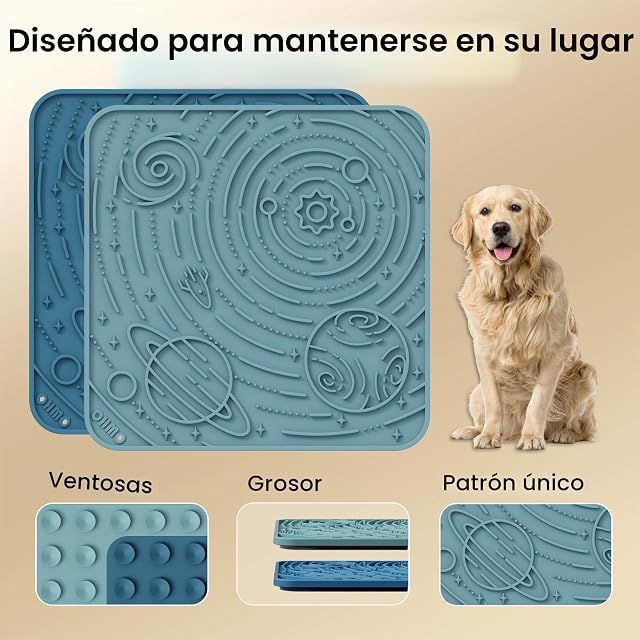 Foto 6 de 6 de OHMO - Almohadilla para lamer con Dibujo de Cielo Estrellado para Gatos y Perros (Set de 2, Large), diseño…