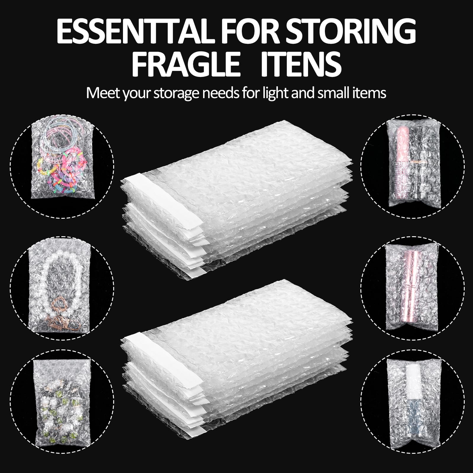 Lot de 300 petits sacs à bulles de 6 x 10 cm, sacs transparents auto-scellants, sacs de protection à double paroi, sacs en mousse résistants aux chocs pour l'expédition