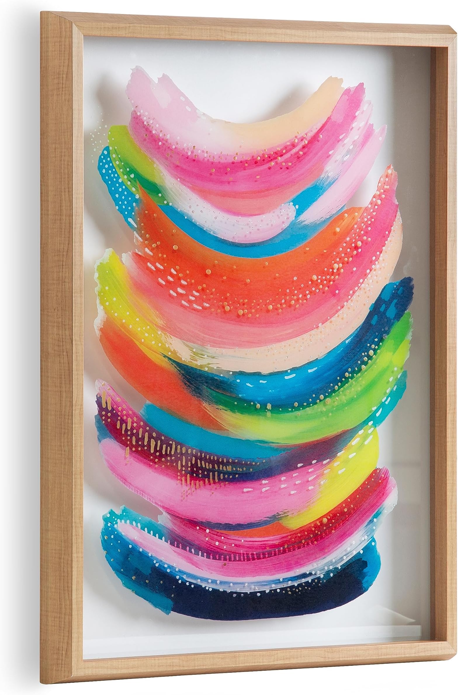 Kate and LaurelBlake Bright Abstract Framed Printed Glass Art by Jessi Raulet of EttaVee, 18x24 Natural, Beautiful Modern Glass Wall Art for Home