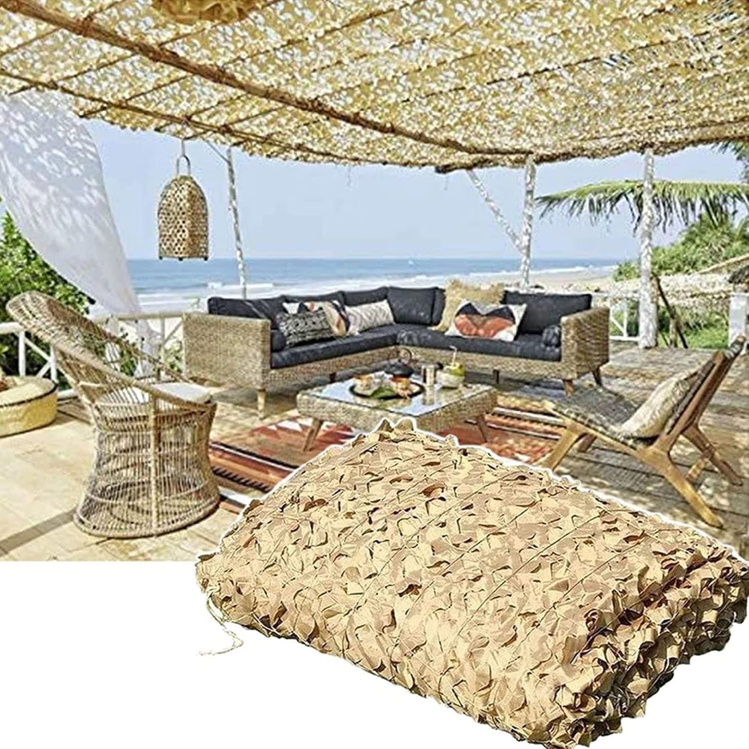 Filet de camouflage occultant brise-vue grand format pour tonnelle et pergola