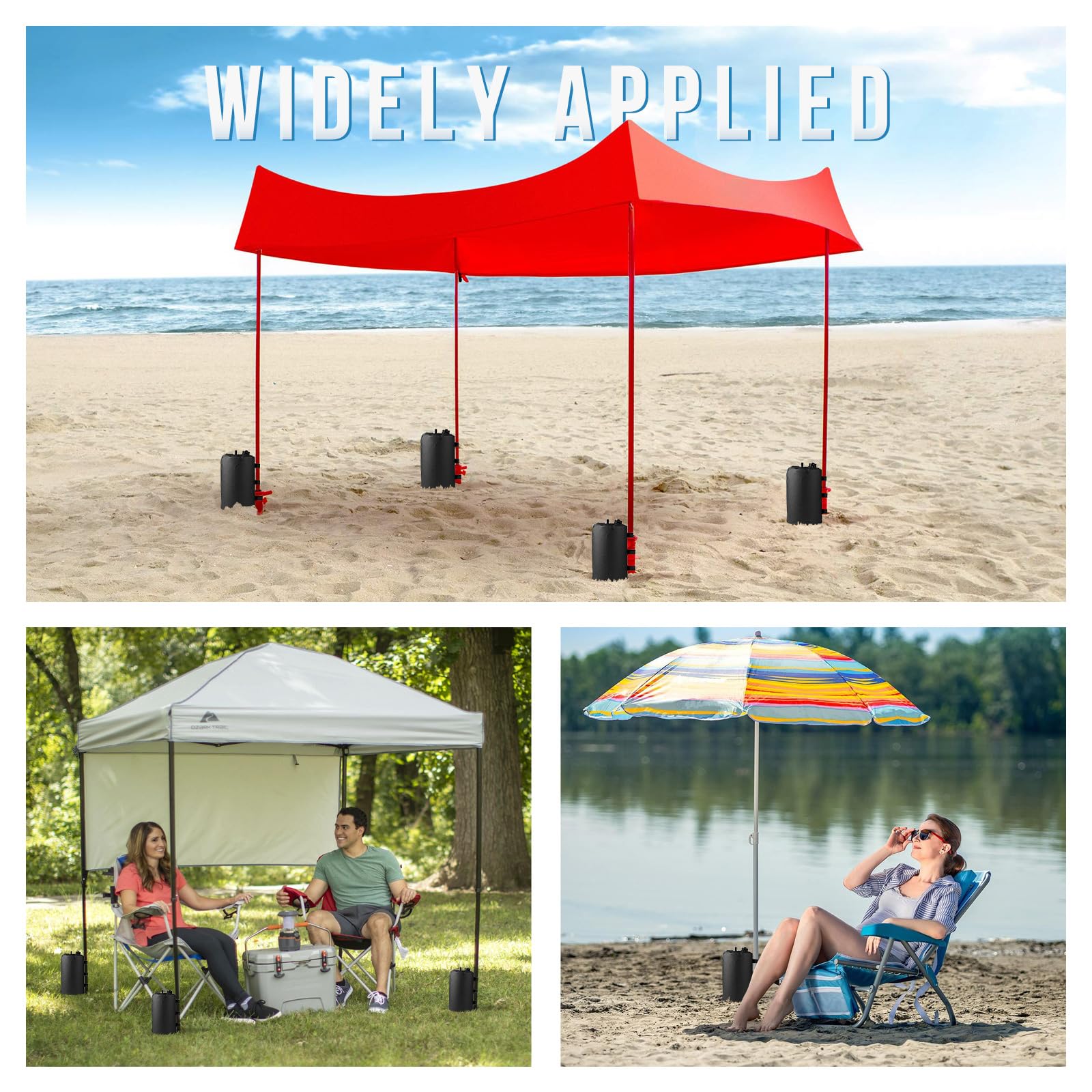 SWAWIS 4er Set Pavillon Sandsäcke Gewichtstaschen Beingewichte für Pavillonstandfüße 10L Beschwerungssäcke Gewichte mit Wasser Befüllbar für Pavillon Festzelte Gartenzelt, Schwarz