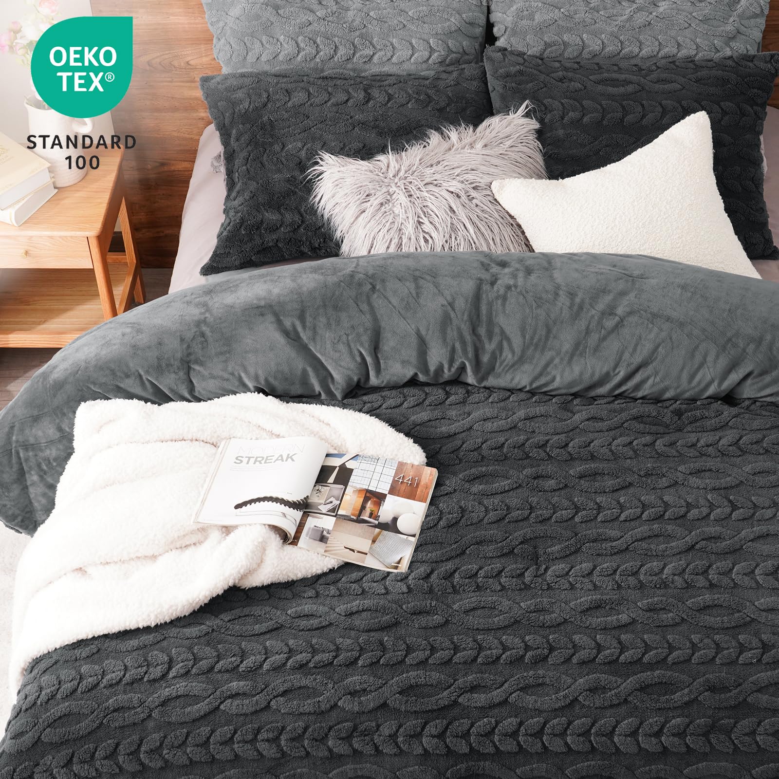 PHF Sherpa Fleece King Comforter Set - Warm & Cozy -5