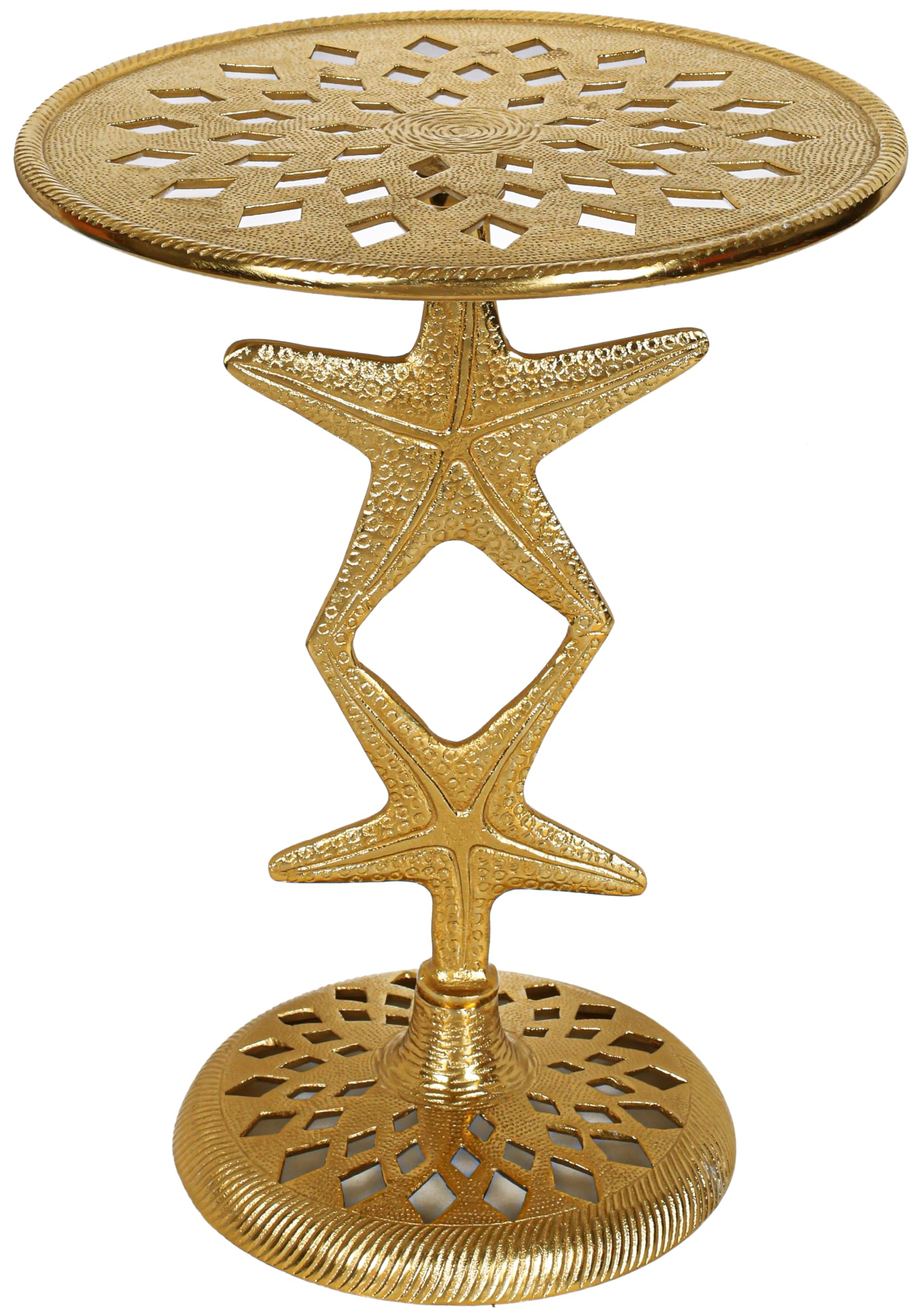 Gold Round End Table 15x19, Aluminum Pedestal Side Table for Living Room