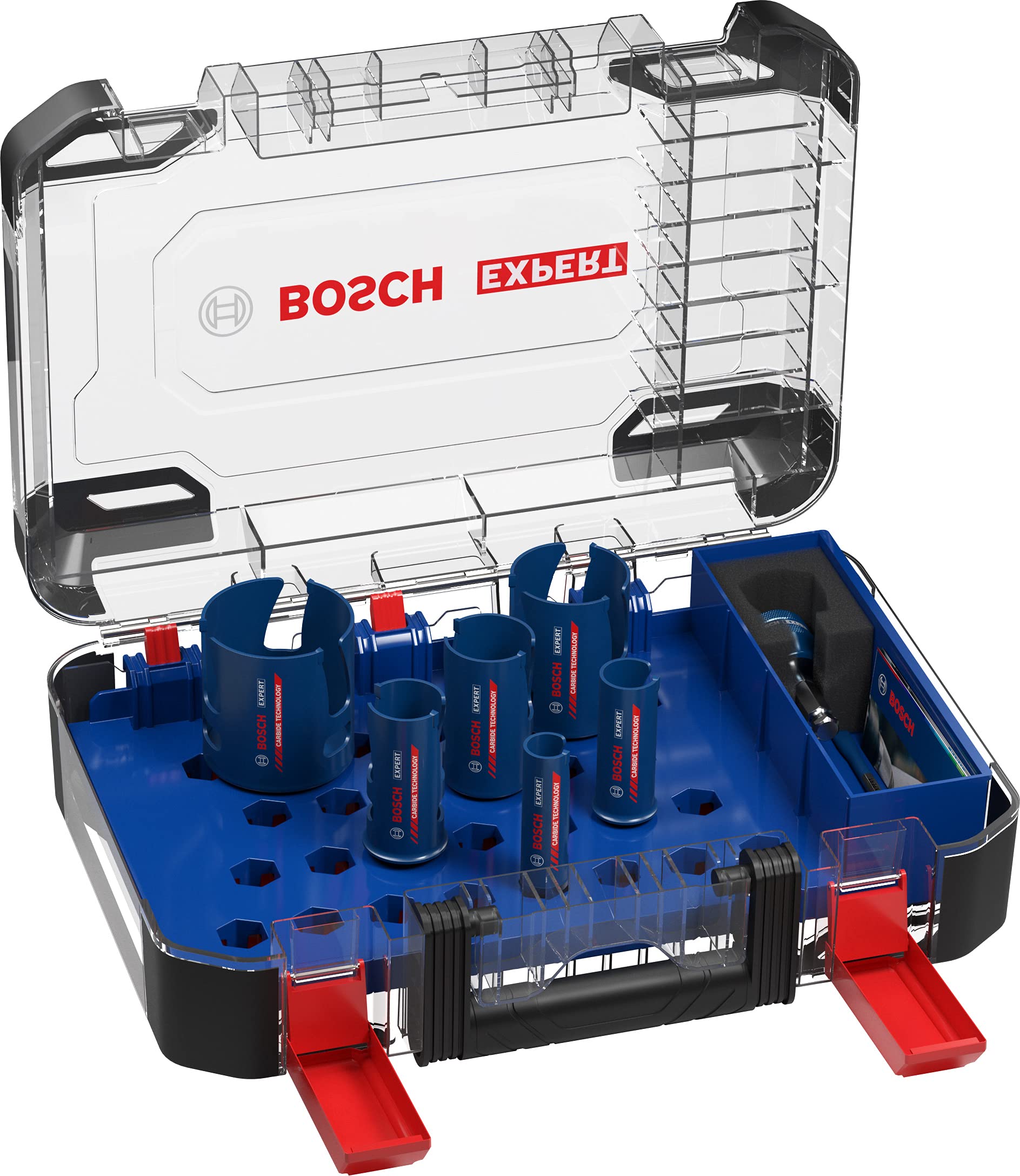 Bosch Professional 10 uds. Set de Sierra de Corona Expert Construction Material (para Madera blanda, Ø 20-64 mm, Accesorios Taladro de impacto rotativo)
