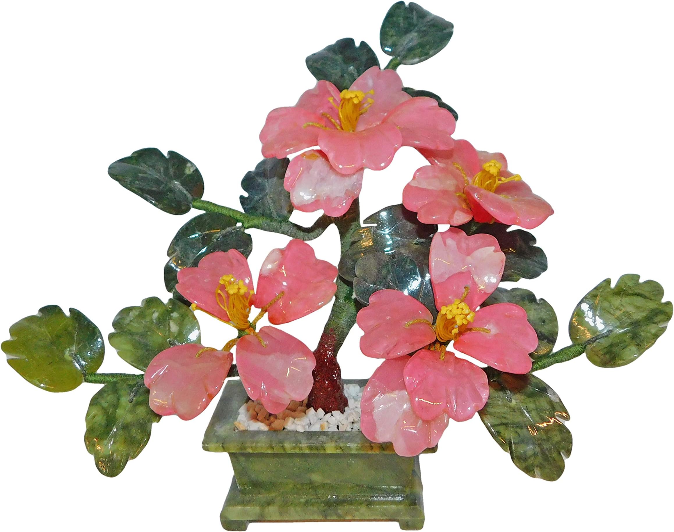 ORIENTAL FurnitureWarehouse Stone Ming Jade Flower Plant Pink