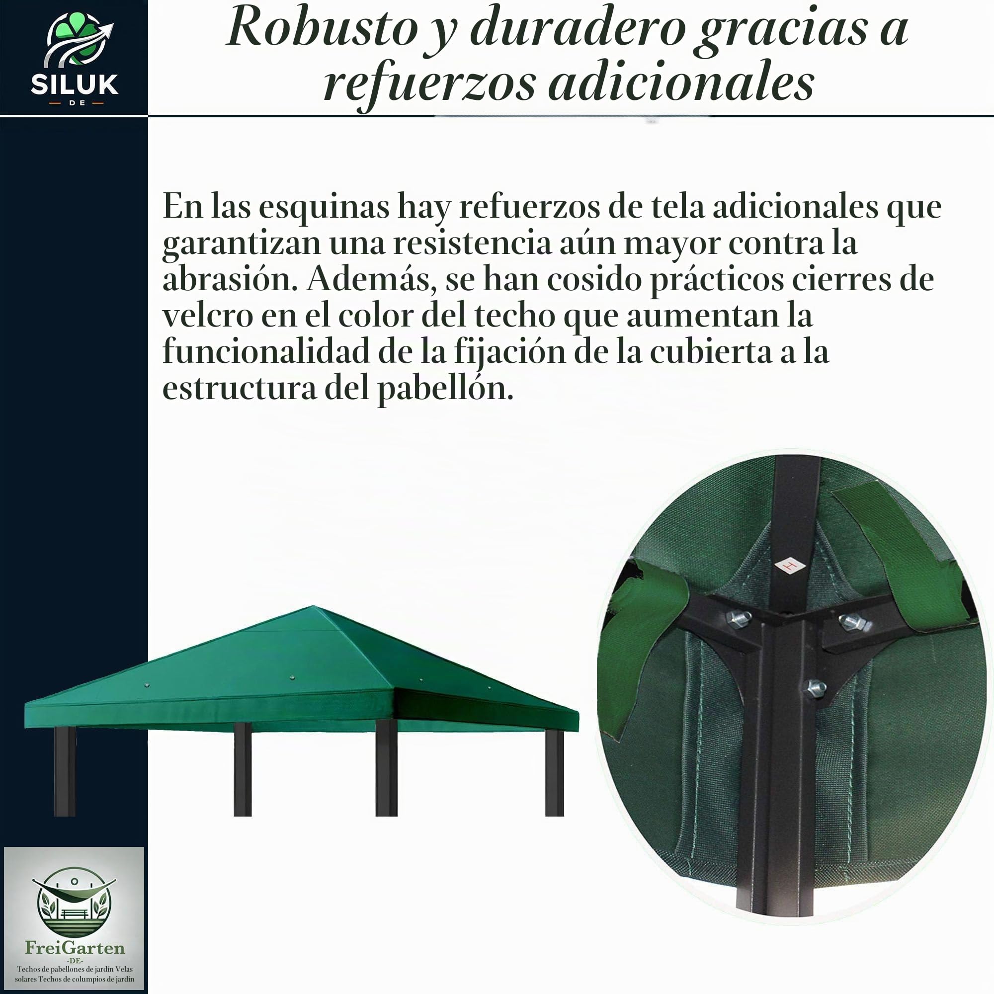 Techo de Repuesto para cenador de 3 x 3 m, Resistente al Agua. Material: PVC Suave de Panamá de 370 g/m², extrafuerte, Modelo 2 (Azul Marina) (Verde)