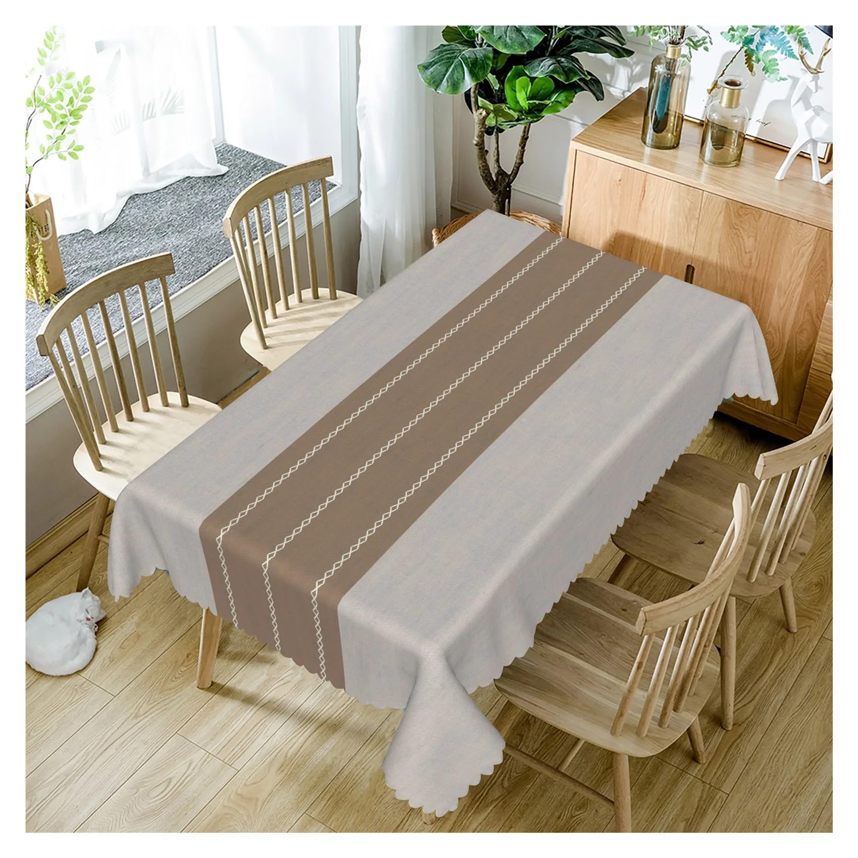 BDFJEDS Waterproof Tablecloth Simple Tablecloth Floral Stripe Waterproof Dining Table Cover For Home Outdoor Picnic Kitchen(Color2,90x140cm 35x55inch)