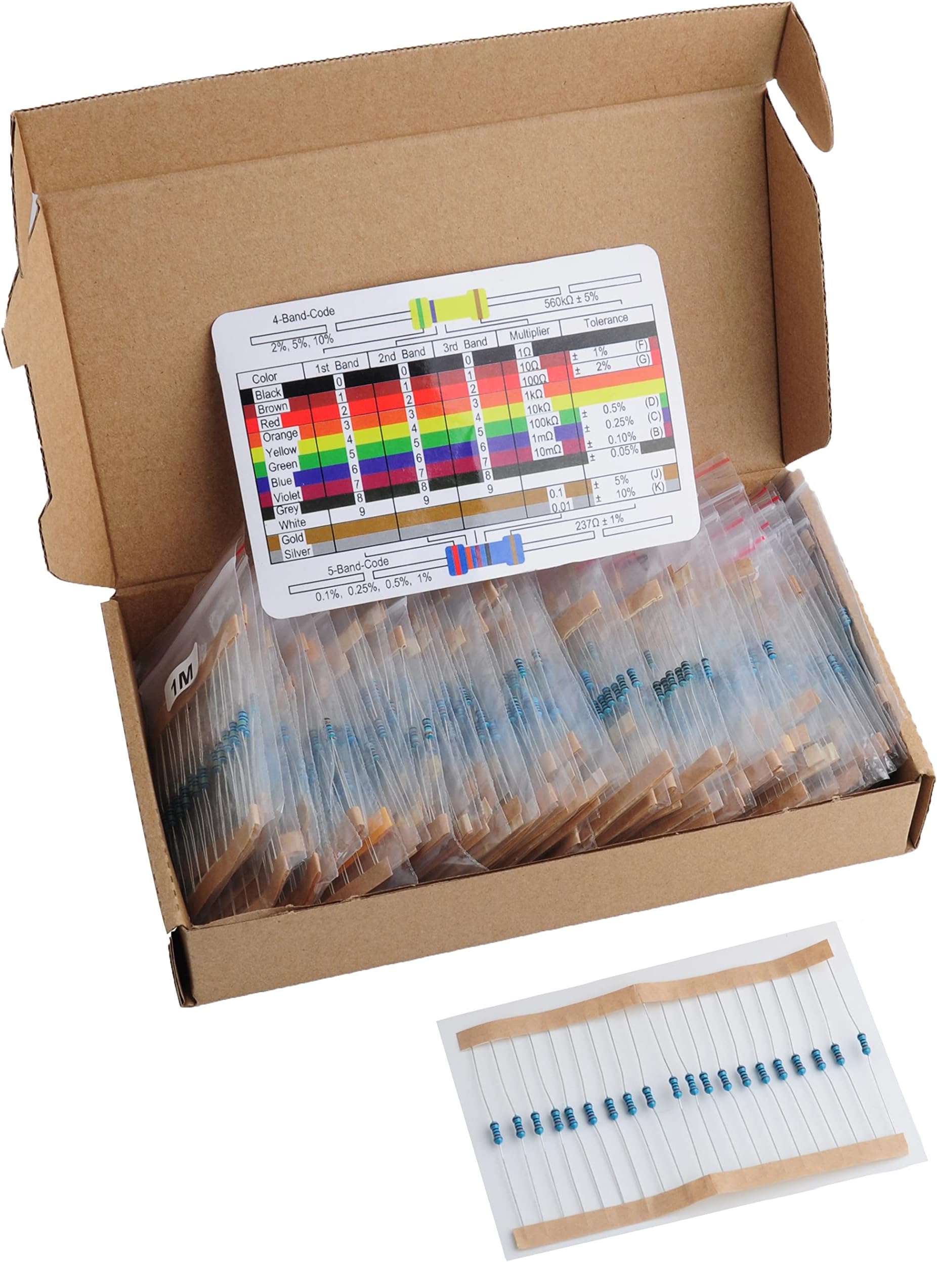 1460Pcs 1/4W 73 Values 1% Precision Metal Film Electronic Resistor Assortment Kit Set 1ohm-1Mohm for Arduino
