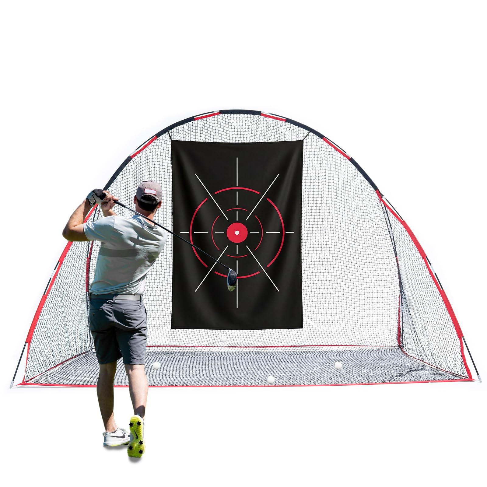 Golf-Netz, 3 x 2,1 m, faltbares Golf-Übungsnetz mit seitlicher Barriere und Tragetasche für Zuhause, Hinterhof, Garage, Übungstraining, Fahren, Chipping Swing