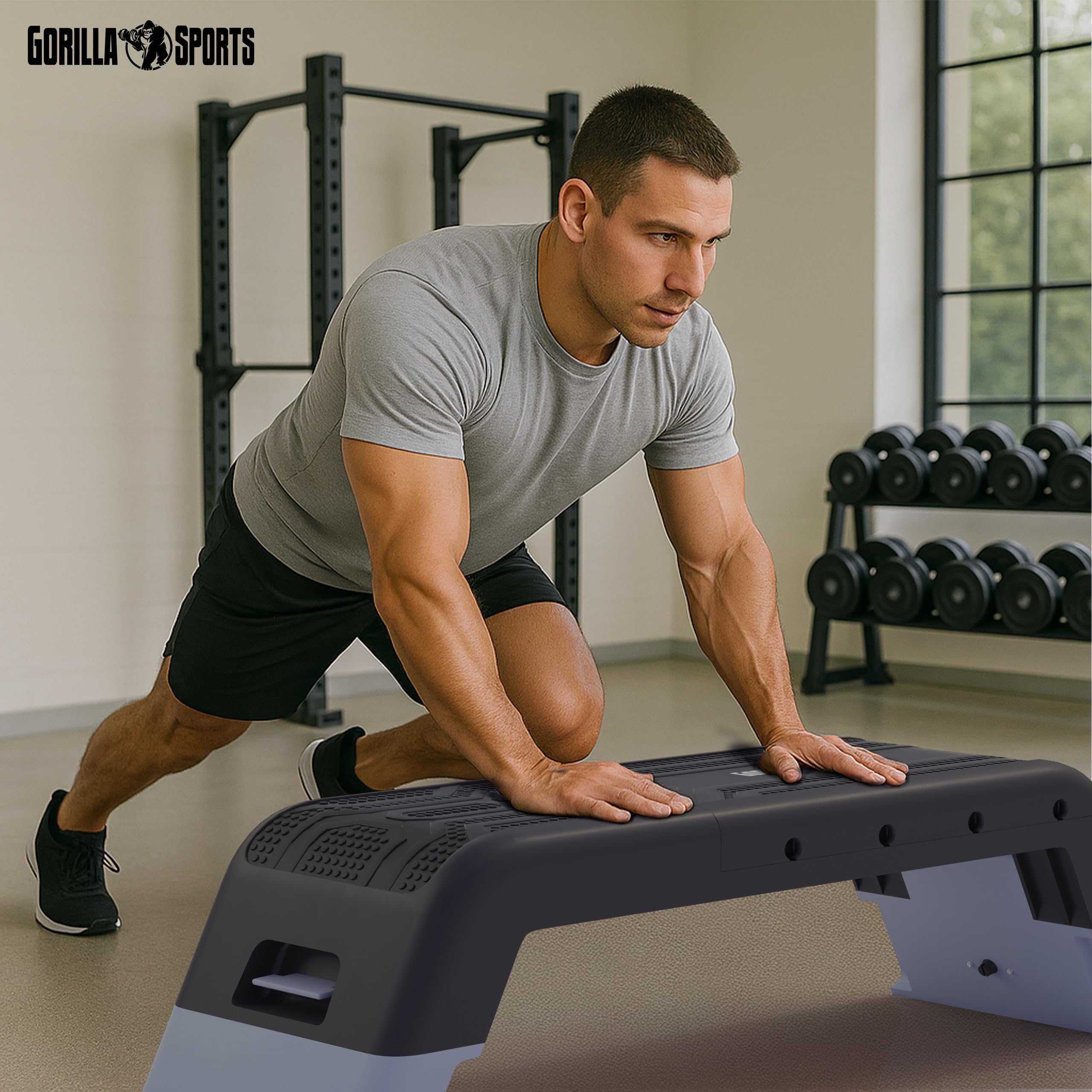 GORILLA SPORTS® Aerobic Deck, multifunktional, verstellbar, bis 200 kg